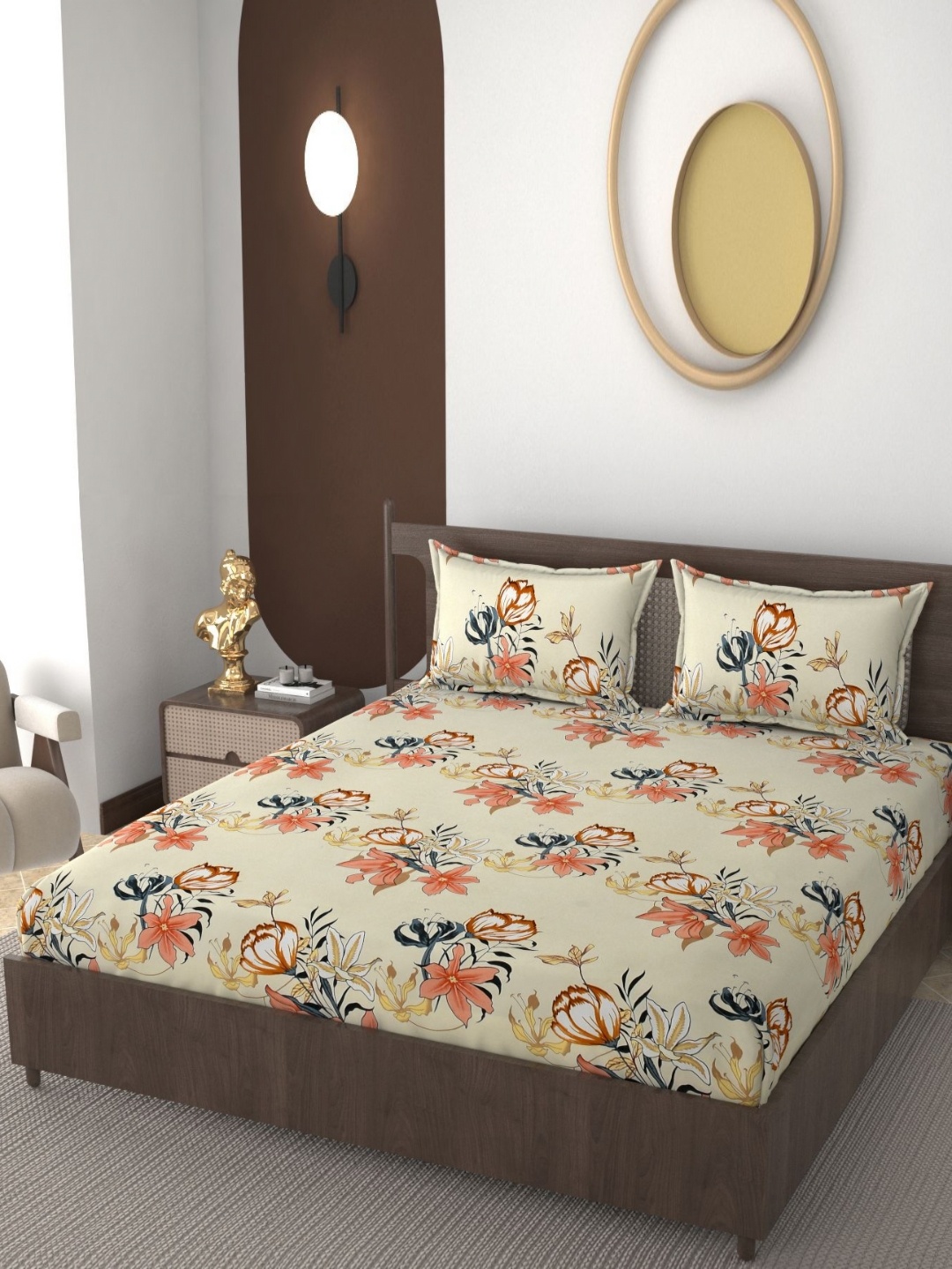 VOMZER Cream & Orange Floral Printed Cotton 210TC Fitted Queen Bedsheet Set- 1.98m x 1.53m
VOMZER Cream & Orange Floral Printed Cotton 210TC Fitted Queen Bedsheet Set- 1.98m x 1.53m