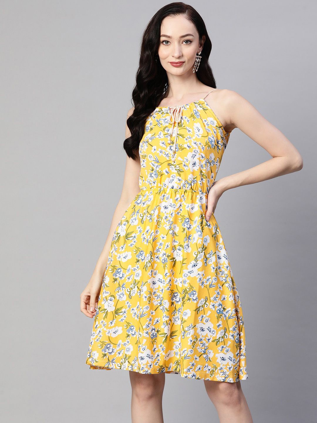 KALINI Blooming Elegance Women Floral Printed Shoulder Straps Sleeveless A-Line Dress, Yellow
KALINI Blooming Elegance Women Floral Printed Shoulder Straps Sleeveless A-Line Dress, Yellow
