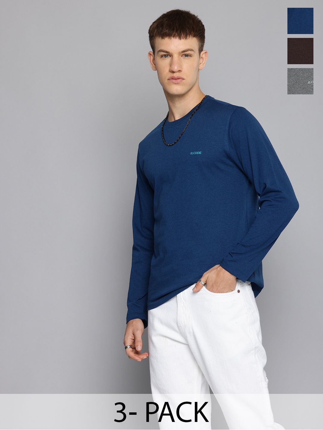 R.Code by The Roadster Lifestyle Co. Men Regular Fit Pack Of 3 Solid Cotton T-shirts, Multi
R.Code by The Roadster Lifestyle Co. Men Regular Fit Pack Of 3 Solid Cotton T-shirts, Multi
