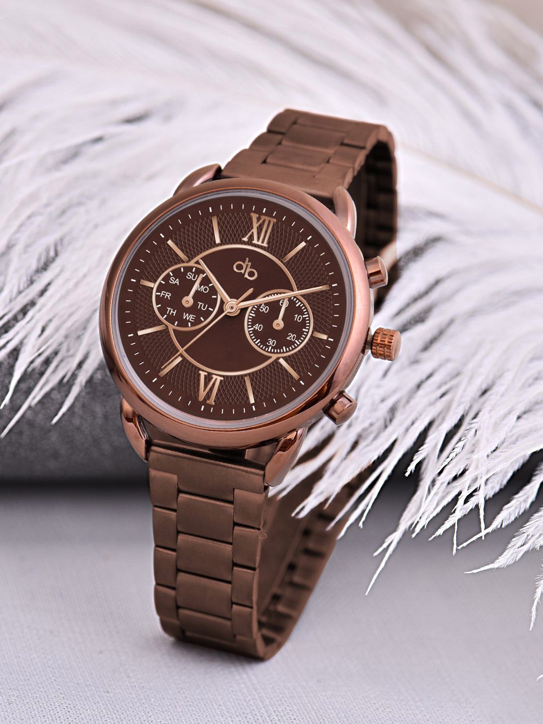 DressBerry Women Dial & Stainless Steel Bracelet Style Straps Analogue Watch HOBDB-270-CF, Coffee brown
DressBerry Women Dial & Stainless Steel Bracelet Style Straps Analogue Watch HOBDB-270-CF, Coffee brown