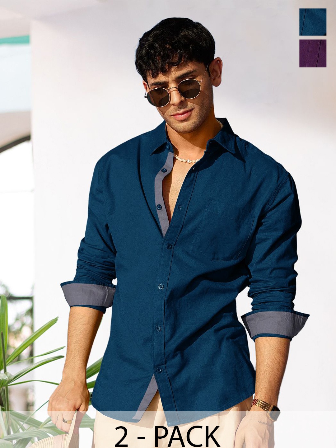 Moda Rapido Men Pack Of 2 Standard Fit Spread Collar Solid Cotton Casual Shirts, Navy blue
Moda Rapido Men Pack Of 2 Standard Fit Spread Collar Solid Cotton Casual Shirts, Navy blue