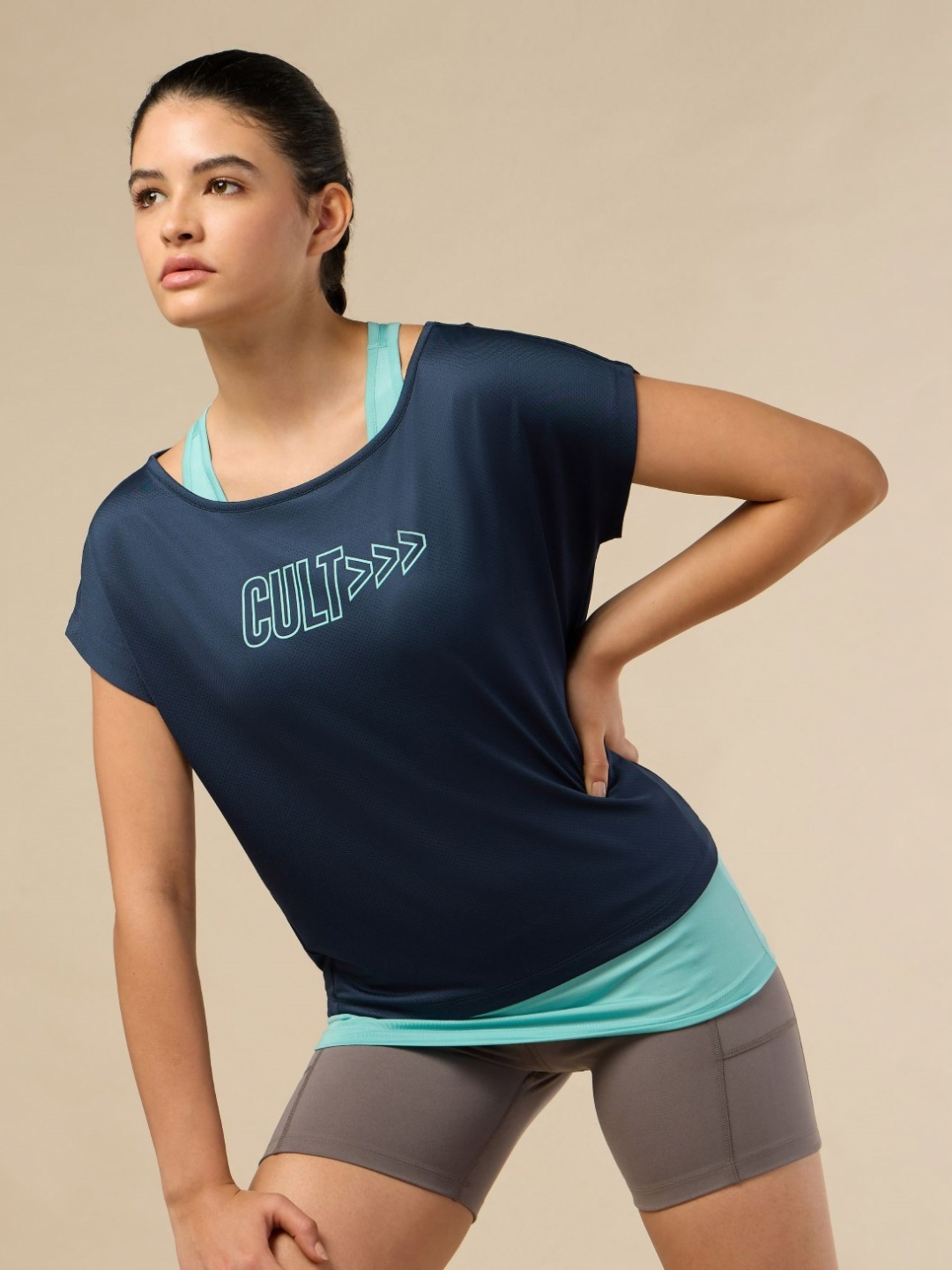 CULT Women Moisture Wicking Typography Printed Boat Neck Relaxed Fit T-shirts, Navy blue
CULT Women Moisture Wicking Typography Printed Boat Neck Relaxed Fit T-shirts, Navy blue