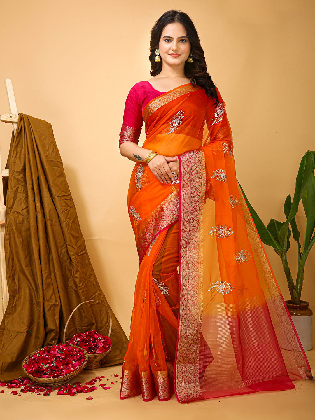 KALINI Woven Design Zari Banarasi Saree, Orange
KALINI Woven Design Zari Banarasi Saree, Orange