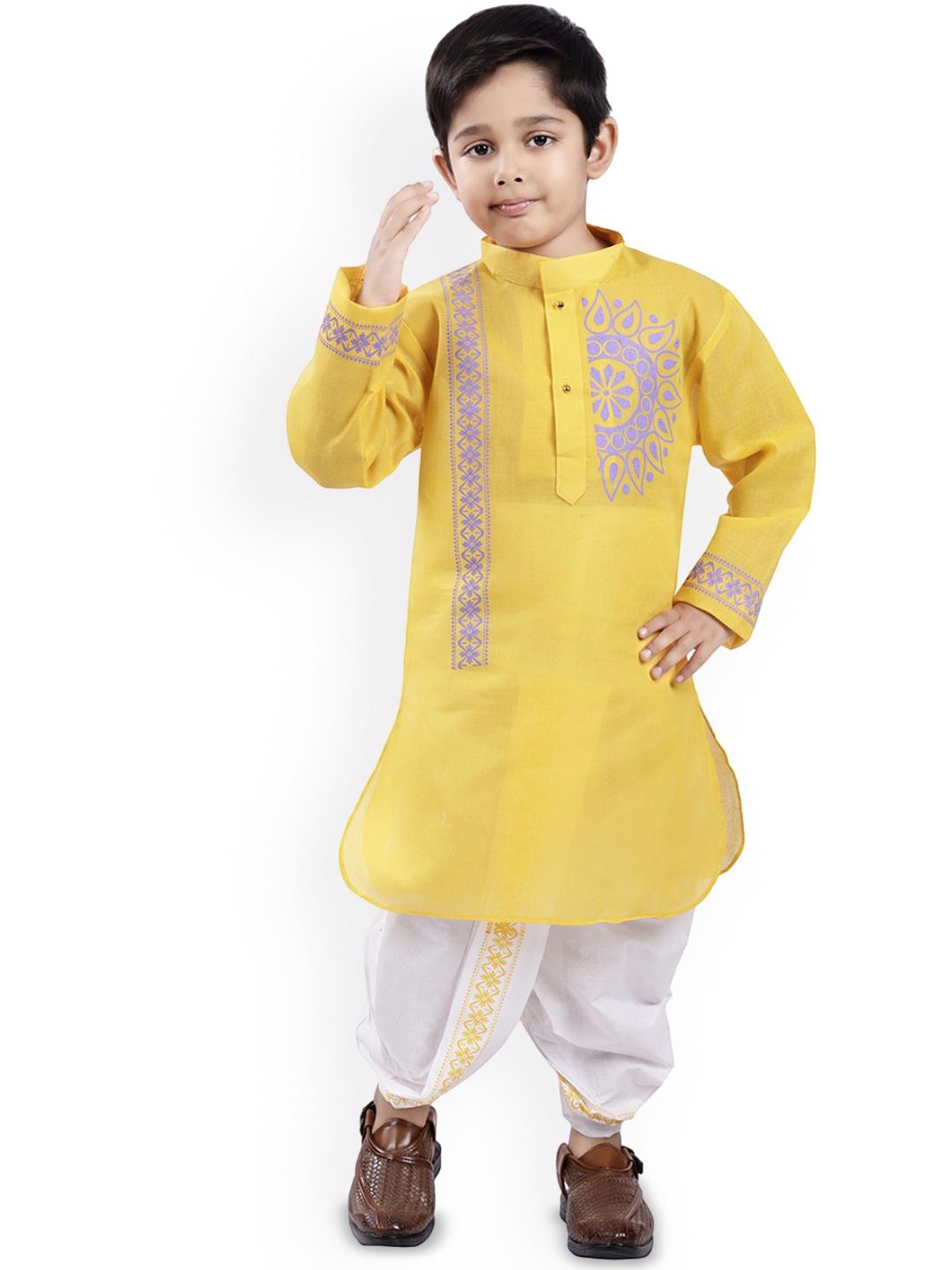 BAESD Boys Ethnic Motifs Printed Mandarin Collar Straight Kurta With Dhoti Pants, Yellow
BAESD Boys Ethnic Motifs Printed Mandarin Collar Straight Kurta With Dhoti Pants, Yellow