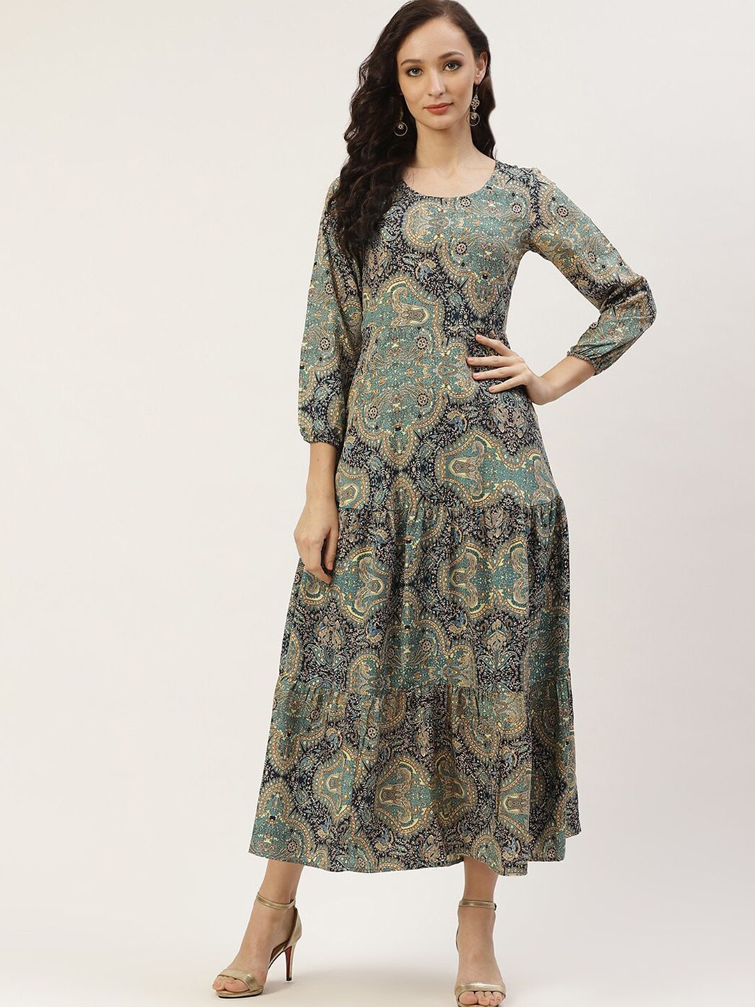 DressBerry Women Ethnic Motifs Print Round Neck Three-Quarter Sleeves A-Line Midi Dress, Green
DressBerry Women Ethnic Motifs Print Round Neck Three-Quarter Sleeves A-Line Midi Dress, Green