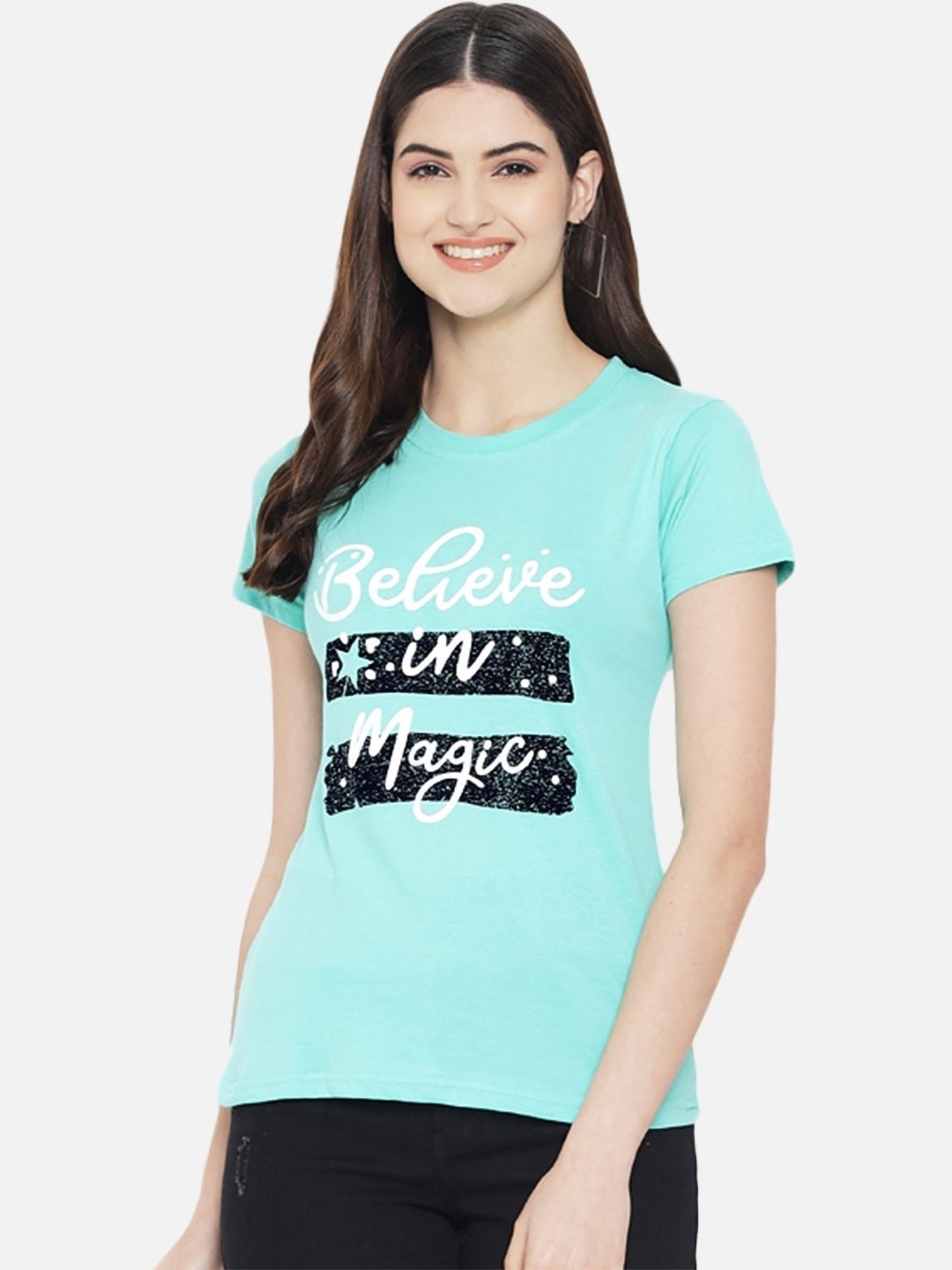 CORSICA Women Regular Fit Typography Printed Round Neck Cotton T-shirt, Turquoise blue
CORSICA Women Regular Fit Typography Printed Round Neck Cotton T-shirt, Turquoise blue