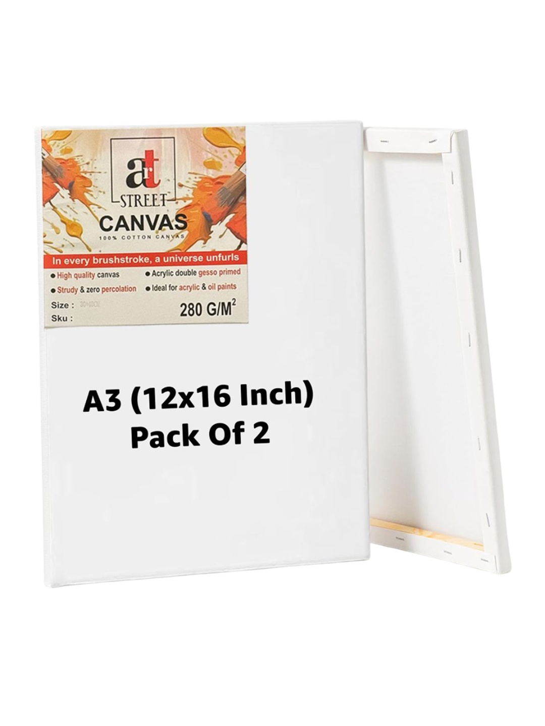 Art Street Primed Pre Stretched Canvas With Wooden Frame For Acrylic & Oil Painting, White
Art Street Primed Pre Stretched Canvas With Wooden Frame For Acrylic & Oil Painting, White