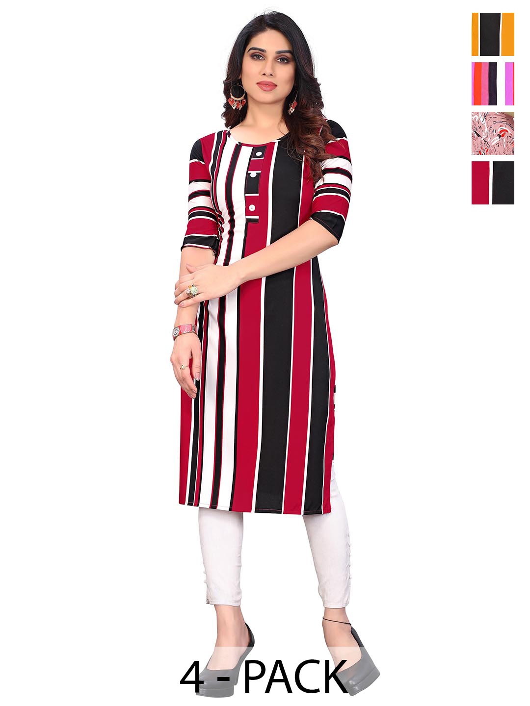 KETAKI FASHION Selection Of 4 Abstract Printed Round Neck Straight Kurtas, Pink
KETAKI FASHION Selection Of 4 Abstract Printed Round Neck Straight Kurtas, Pink