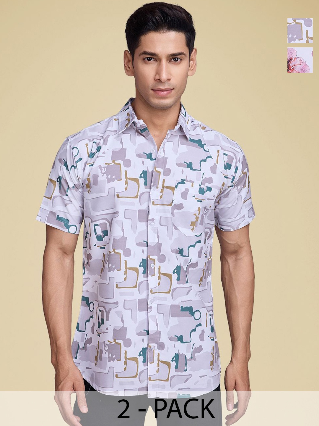 Moda Rapido Men Pack Of 2 Standard Fit Spread Collar Floral Printed Cotton Casual Shirts, Blue
Moda Rapido Men Pack Of 2 Standard Fit Spread Collar Floral Printed Cotton Casual Shirts, Blue