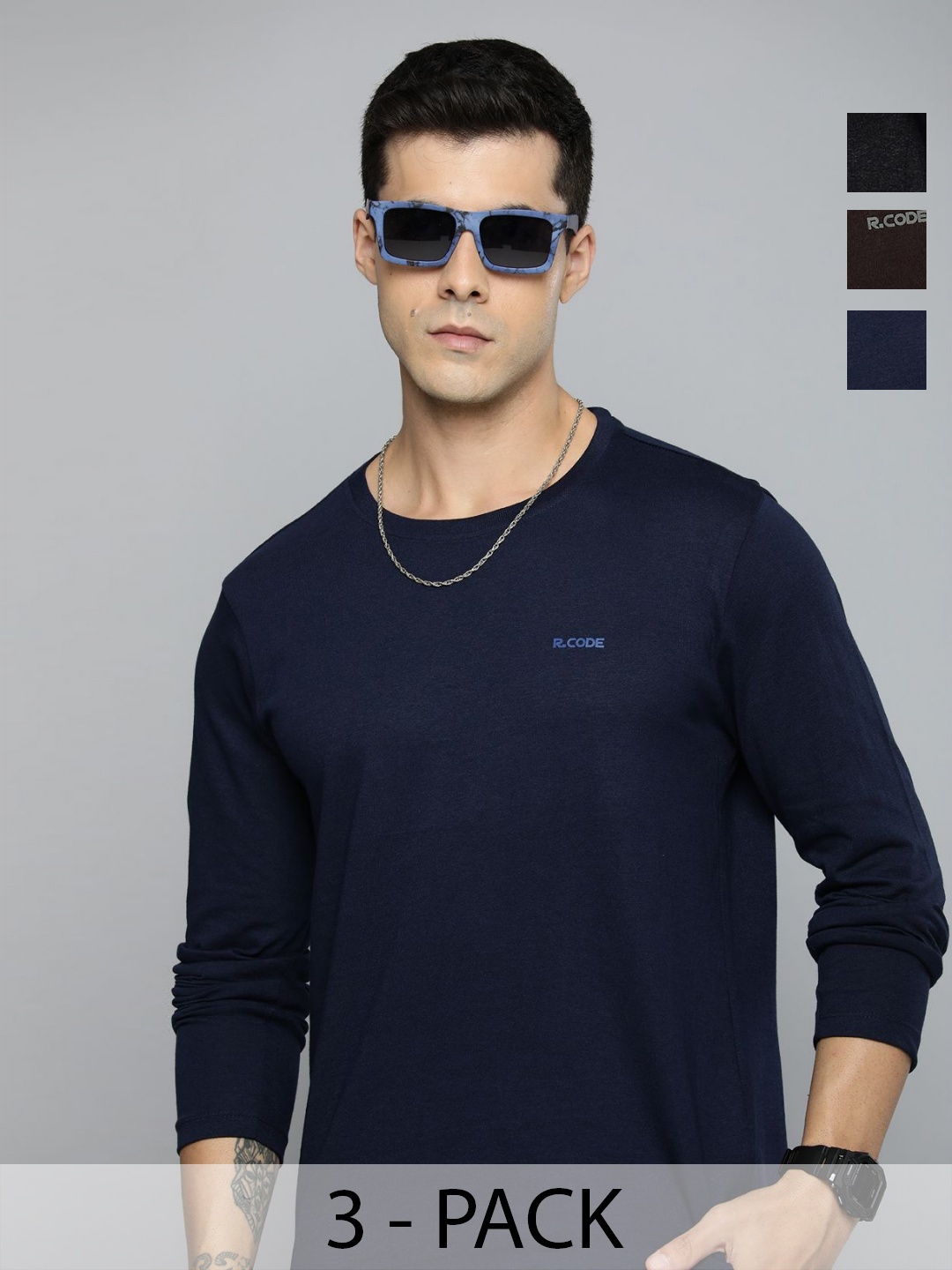 R.Code by The Roadster Lifestyle Co. Men Regular Fit Pack Of 3 Solid Cotton T-shirts, Multi
R.Code by The Roadster Lifestyle Co. Men Regular Fit Pack Of 3 Solid Cotton T-shirts, Multi