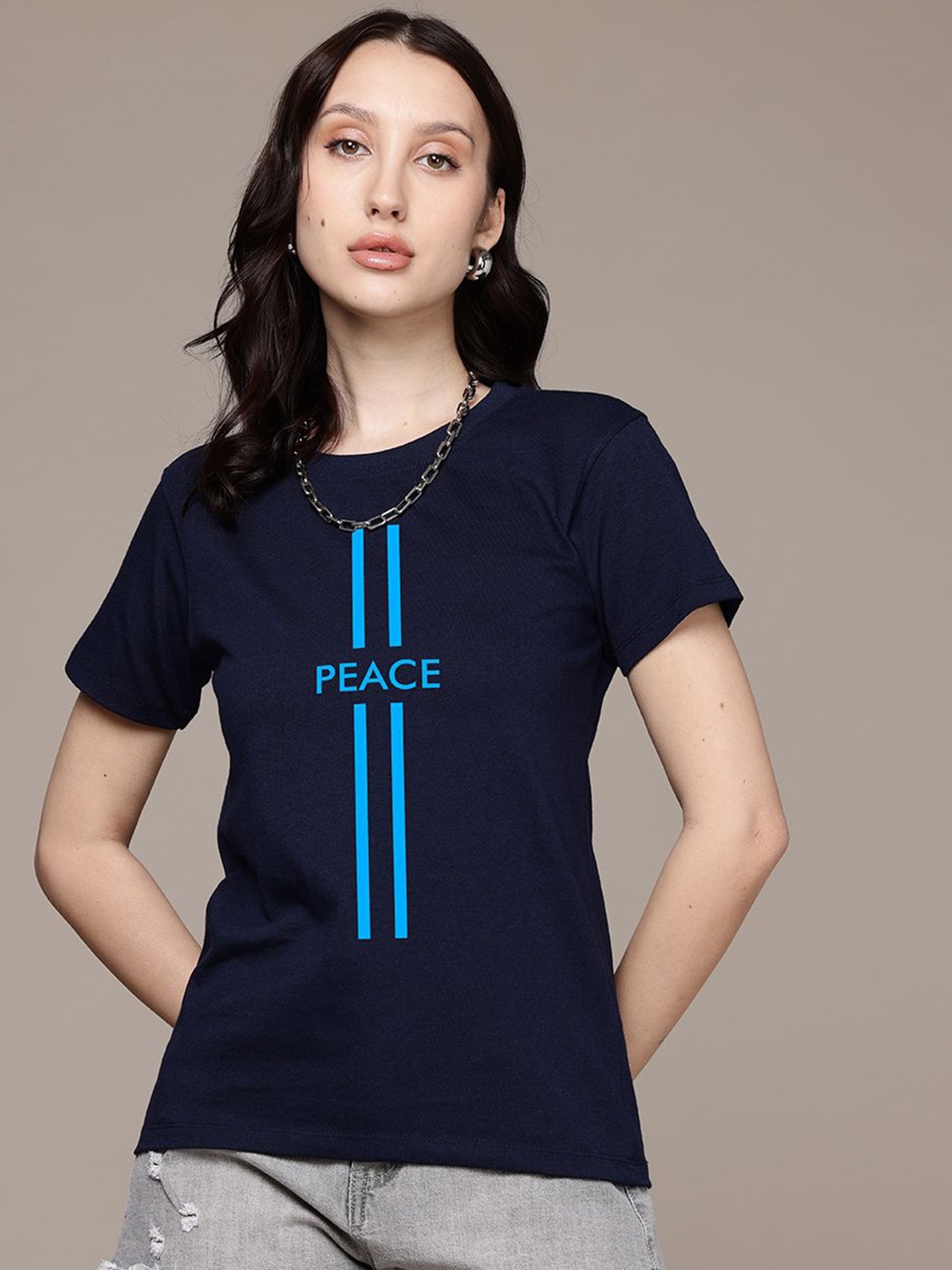 Moda Rapido Women Typography Printed Round Neck Regular Fit Cotton T-shirt, Navy blue
Moda Rapido Women Typography Printed Round Neck Regular Fit Cotton T-shirt, Navy blue