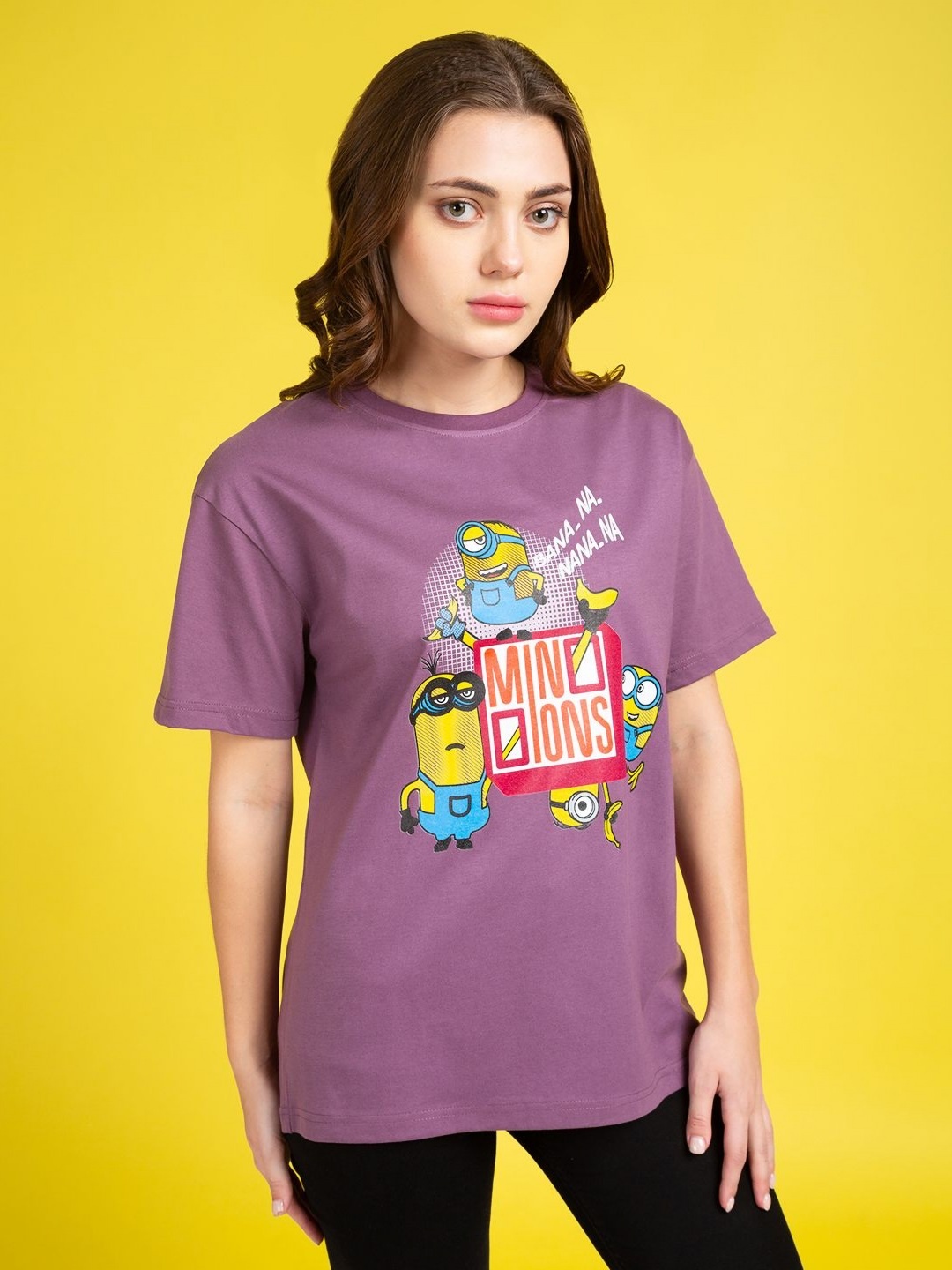 Minions by Kook N Keech Women Minions Graphic Printed Round Neck Cotton T-shirt, Purple
Minions by Kook N Keech Women Minions Graphic Printed Round Neck Cotton T-shirt, Purple