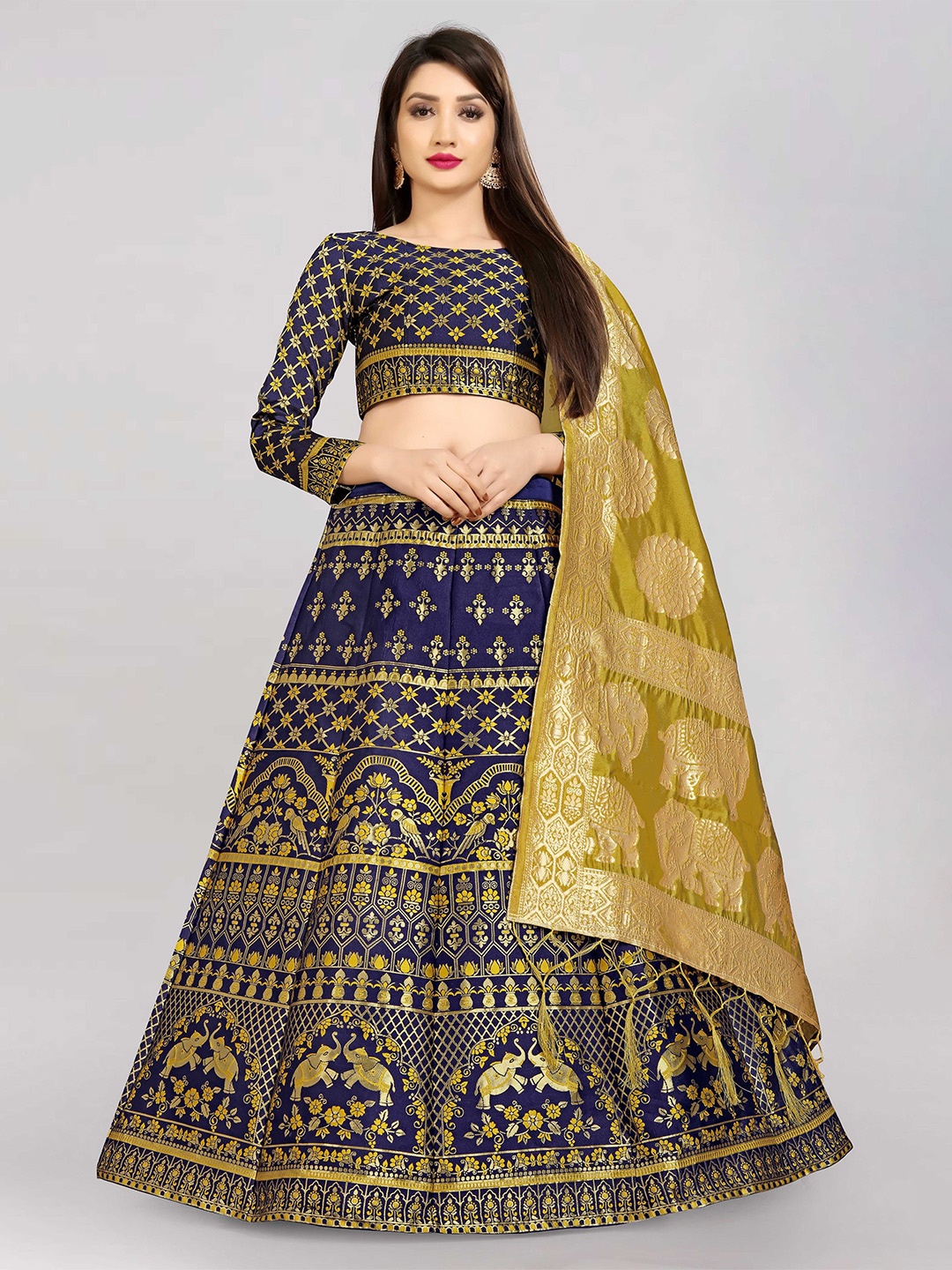 DIVASTRI Floral Woven Design Jacquard Semi-Stitched Lehenga & Unstitched Blouse & Dupatta, Yellow
DIVASTRI Floral Woven Design Jacquard Semi-Stitched Lehenga & Unstitched Blouse & Dupatta, Yellow