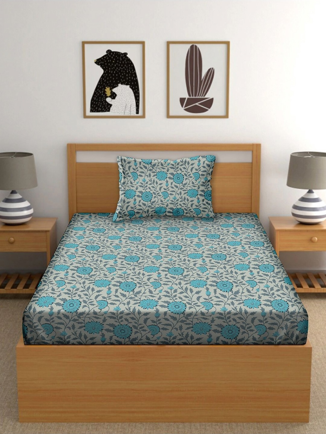 Myntra Elegant Homes Blue Printed 210 TC Pure Cotton Single Bedsheet Set 1.52 m x 2.29 m
Myntra Elegant Homes Blue Printed 210 TC Pure Cotton Single Bedsheet Set 1.52 m x 2.29 m