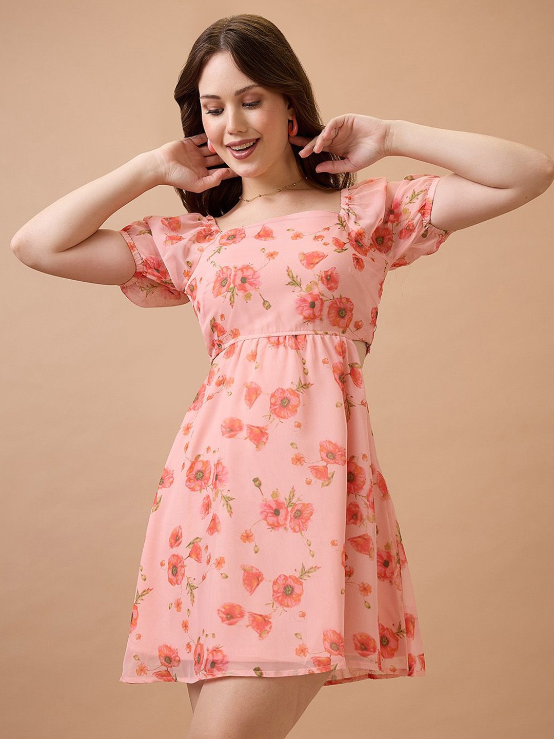 Globus Floral Printed Square Neck Puff Sleeves Waist Cut-Out Mini Fit & Flare Dress, Pink
Globus Floral Printed Square Neck Puff Sleeves Waist Cut-Out Mini Fit & Flare Dress, Pink