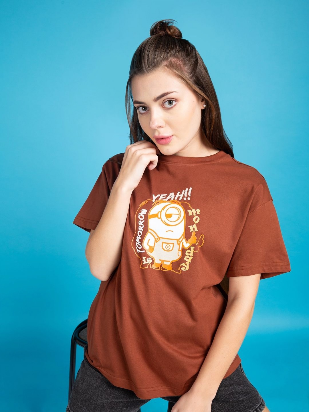 Minions by Kook N Keech Women Minions Graphic Printed Round Neck Cotton T-shirt, Rust
Minions by Kook N Keech Women Minions Graphic Printed Round Neck Cotton T-shirt, Rust