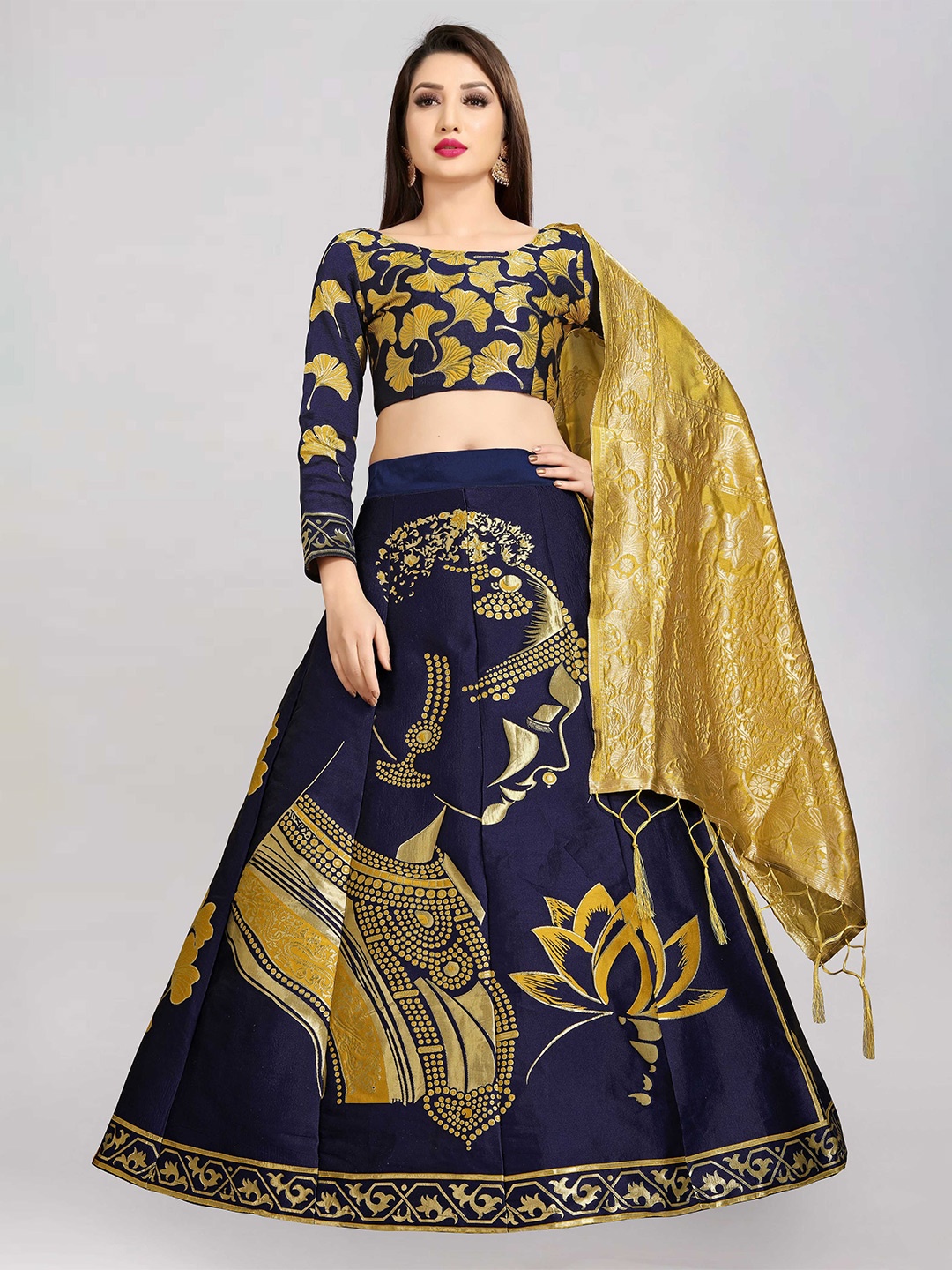 DIVASTRI Floral Woven Design Jacquard Semi-Stitched Lehenga & Unstitched Blouse & Dupatta, Yellow
DIVASTRI Floral Woven Design Jacquard Semi-Stitched Lehenga & Unstitched Blouse & Dupatta, Yellow