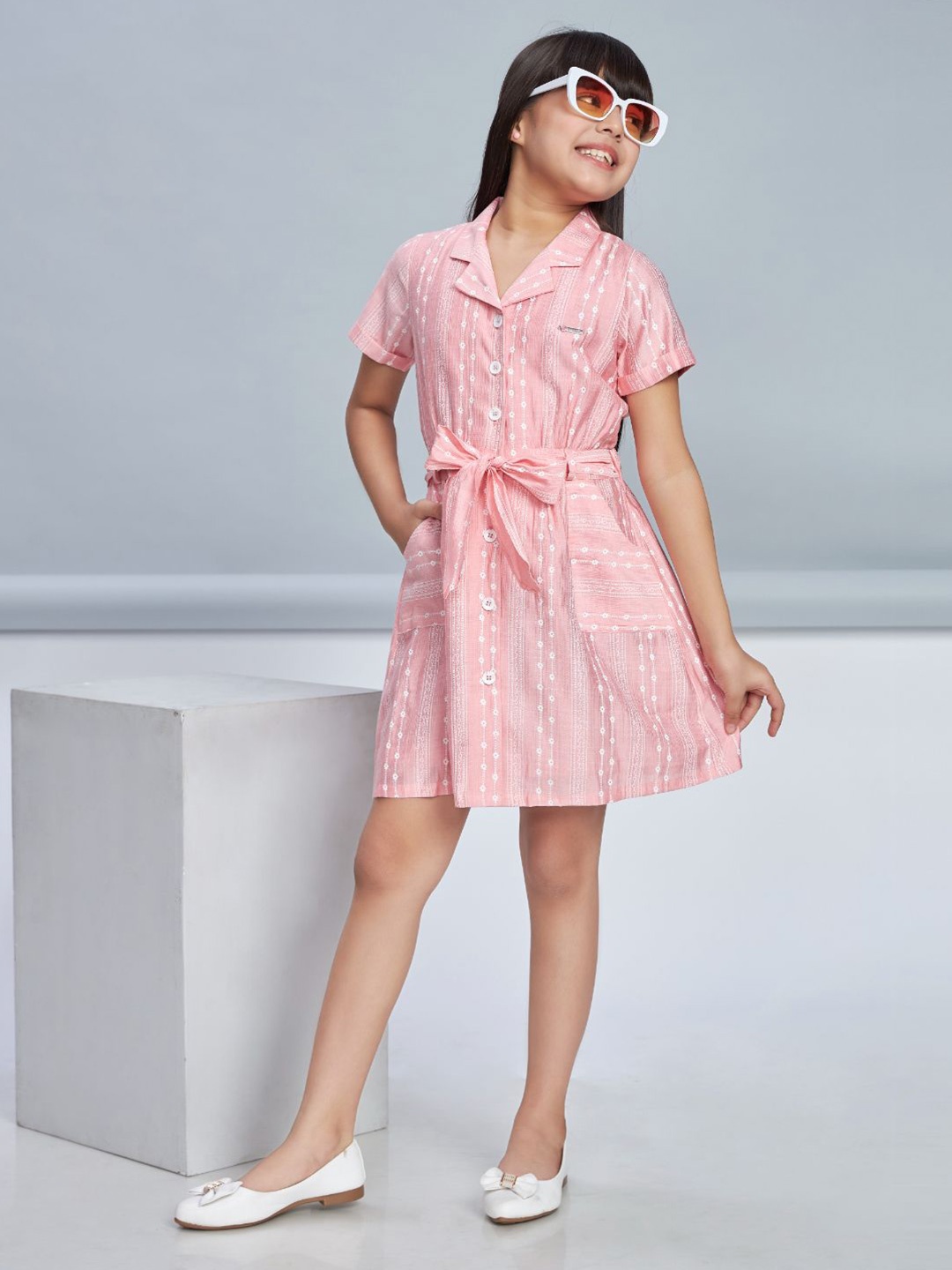 Peppermint Girls Printed Shirt Collar Linen A-Line Dress with Pocket Detailing, Peach
Peppermint Girls Printed Shirt Collar Linen A-Line Dress with Pocket Detailing, Peach