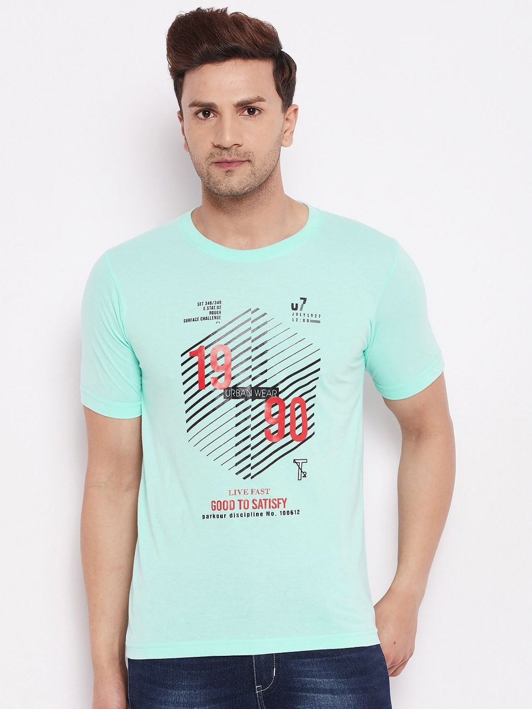 LYCOS Men Typography Printed Round Neck Cotton T-shirt, Sea green 
LYCOS Men Typography Printed Round Neck Cotton T-shirt, Sea green