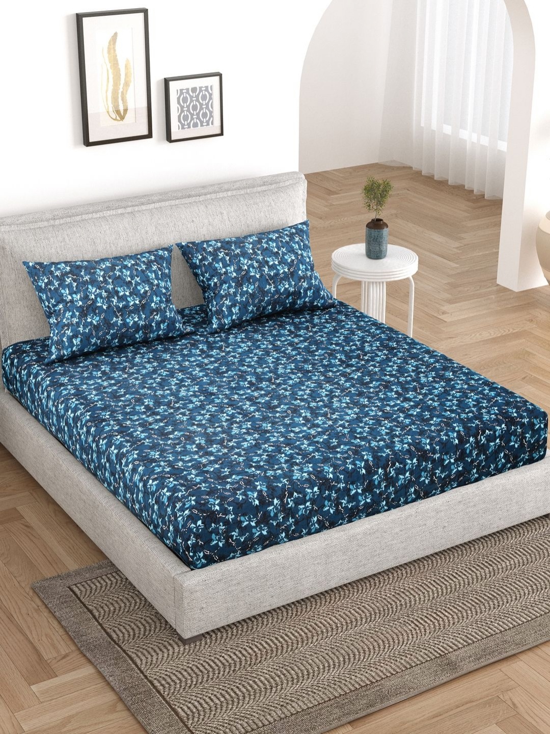 Myntra Elegant Homes Blue & White Ethnic Motifs 210 TC Queen Bedsheet with 2 Pillow Covers
Myntra Elegant Homes Blue & White Ethnic Motifs 210 TC Queen Bedsheet with 2 Pillow Covers