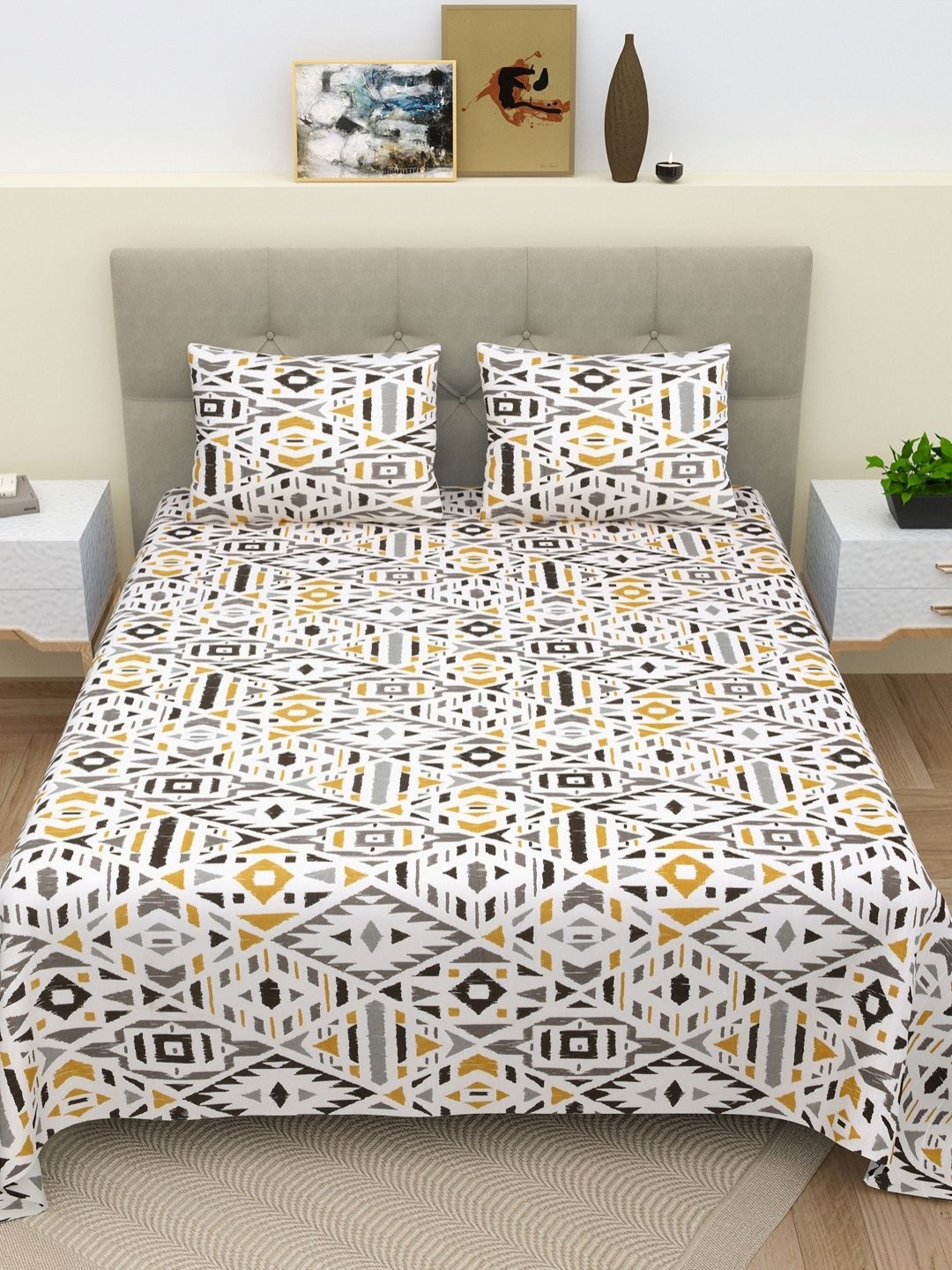 Myntra Elegant Homes White Printed 180 TC Pure Cotton King Bedsheet Set- 2.54 m x 2.74 m
Myntra Elegant Homes White Printed 180 TC Pure Cotton King Bedsheet Set- 2.54 m x 2.74 m