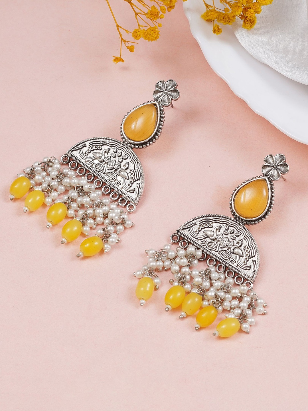 JEWILLEY Parnika Silver-Plated Artificial Stones Studded & Beaded Oxidised Drop Earrings
JEWILLEY Parnika Silver-Plated Artificial Stones Studded & Beaded Oxidised Drop Earrings