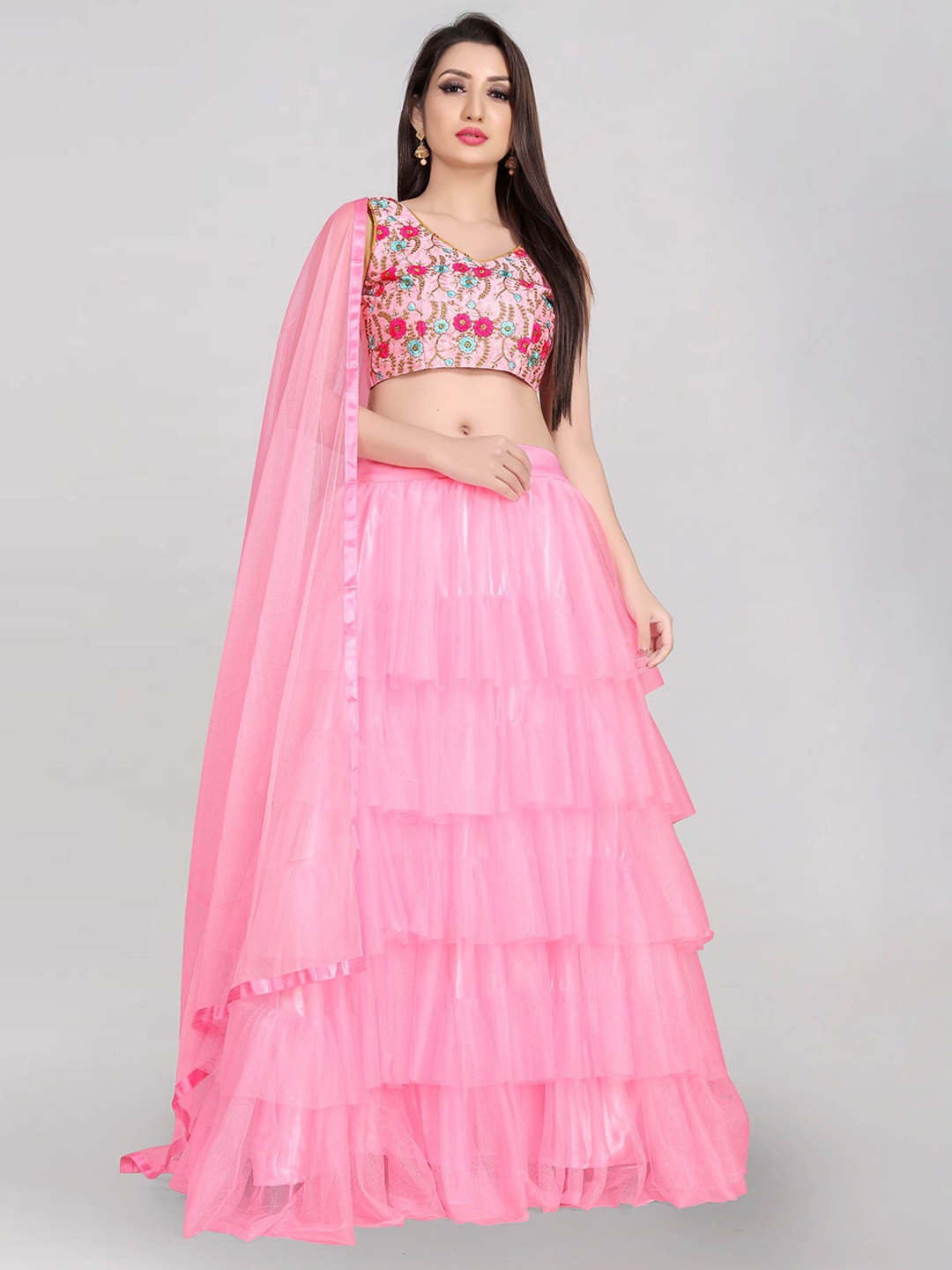 DIVASTRI Floral Embroidered Thread Work Semi-Stitched Lehenga Choli With Dupatta, Pink
DIVASTRI Floral Embroidered Thread Work Semi-Stitched Lehenga Choli With Dupatta, Pink