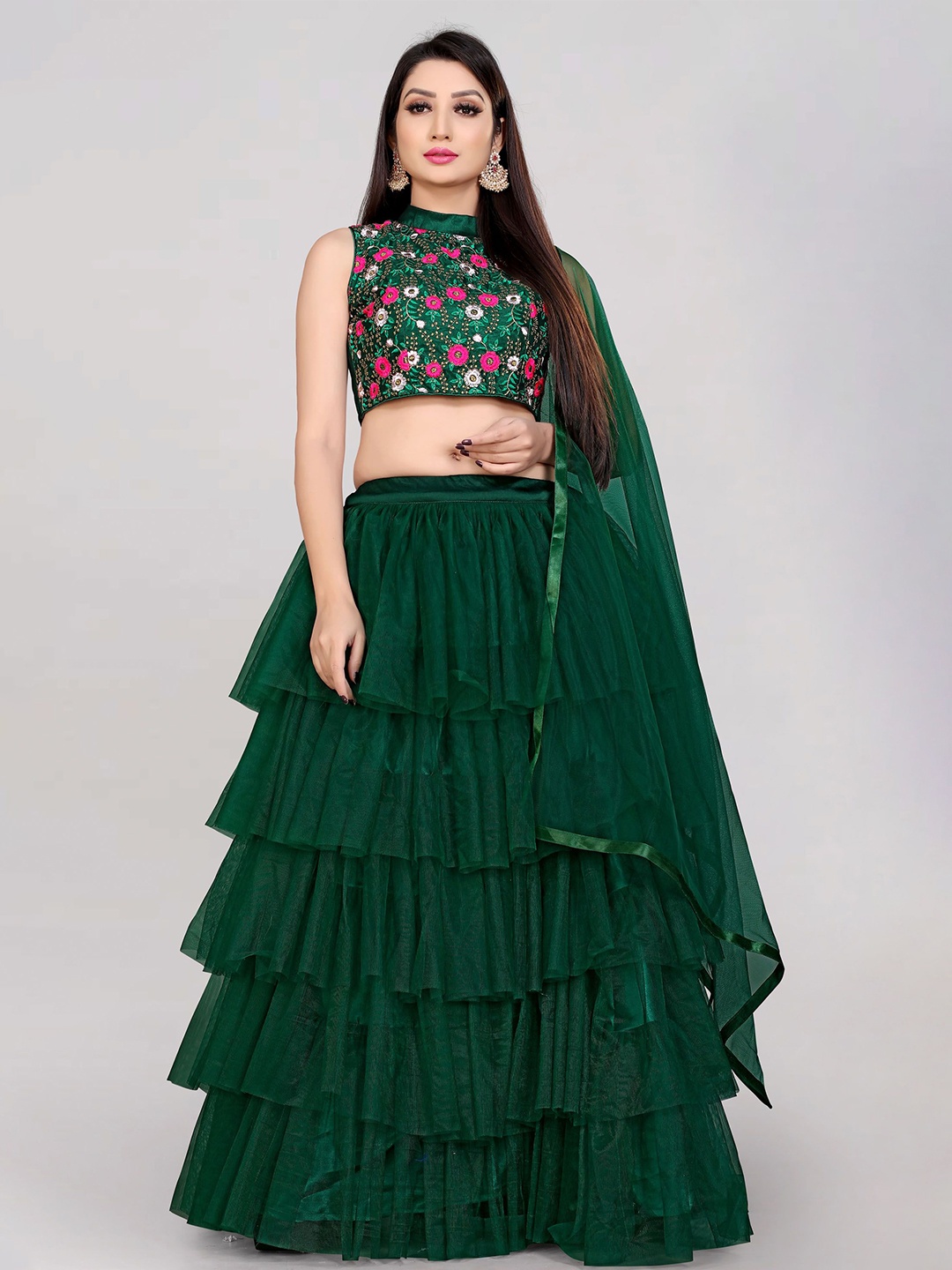 DIVASTRI Floral Embroidered Thread Work Semi-Stitched Lehenga Choli With Dupatta, Green
DIVASTRI Floral Embroidered Thread Work Semi-Stitched Lehenga Choli With Dupatta, Green