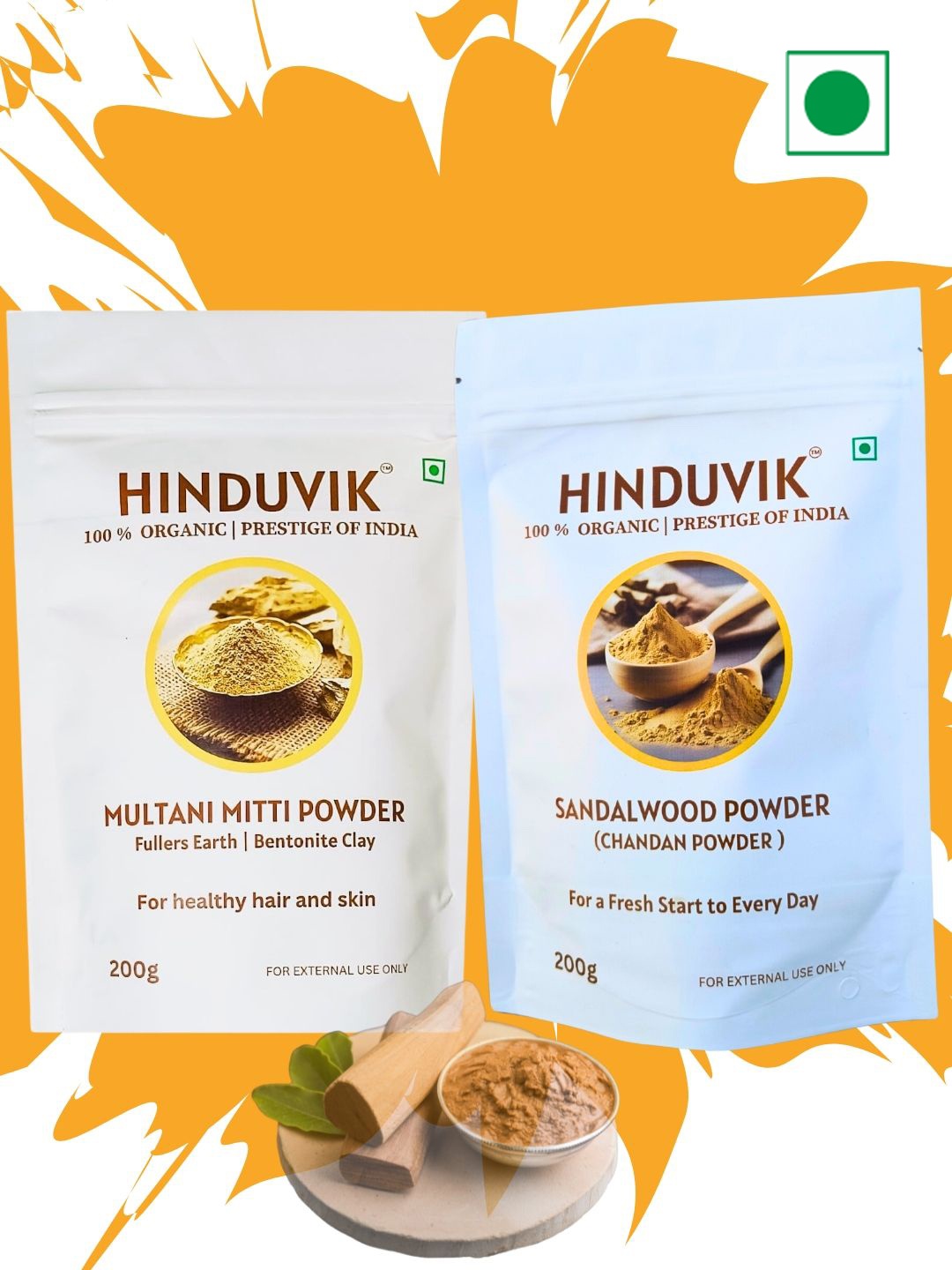 HINDUVIK Set Of 2 Pure & Natural Multani Mitti & Sandalwood Powder For Skin & Hair, White
HINDUVIK Set Of 2 Pure & Natural Multani Mitti & Sandalwood Powder For Skin & Hair, White