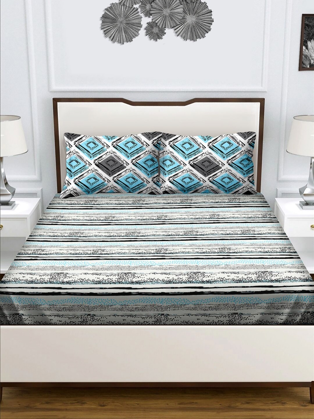 Myntra Elegant Homes Blue & Grey Printed Cotton 180 TC Queen Bedsheet Set 2.43m x 2.64m
Myntra Elegant Homes Blue & Grey Printed Cotton 180 TC Queen Bedsheet Set 2.43m x 2.64m