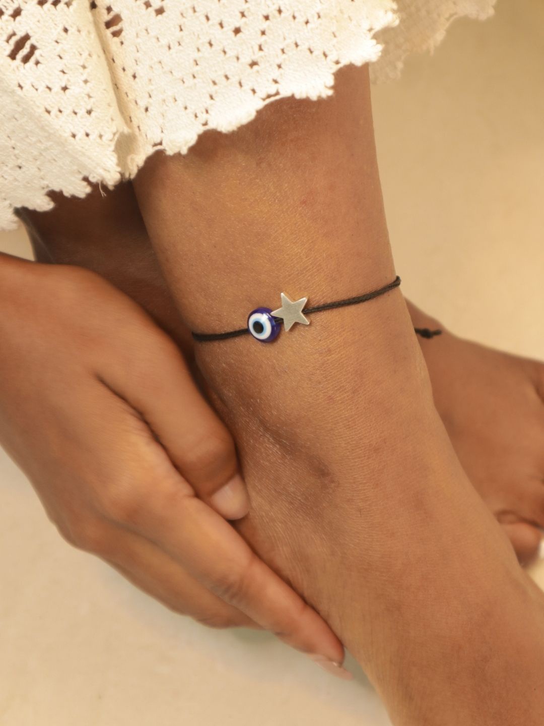 House of Pehr Women 92.5 Sterling Silver Star Beaded Evil Eye Charm Anklet cum Bracelet, Black
House of Pehr Women 92.5 Sterling Silver Star Beaded Evil Eye Charm Anklet cum Bracelet, Black