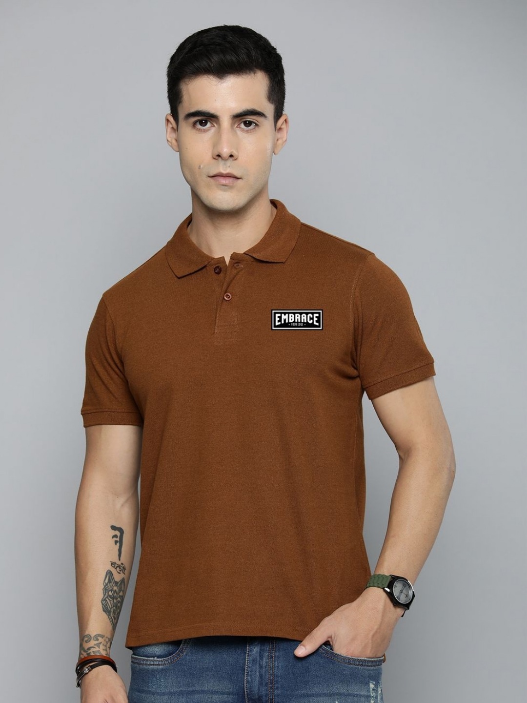 R.Code by The Roadster Lifestyle Co. Men Regular Fit Solid Polo Collar Cotton T-shirt, Brown
R.Code by The Roadster Lifestyle Co. Men Regular Fit Solid Polo Collar Cotton T-shirt, Brown