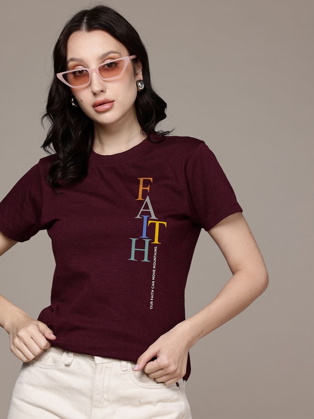 Moda Rapido Women Typography Printed Round Neck Regular Fit Cotton T-shirt, Burgundy
Moda Rapido Women Typography Printed Round Neck Regular Fit Cotton T-shirt, Burgundy