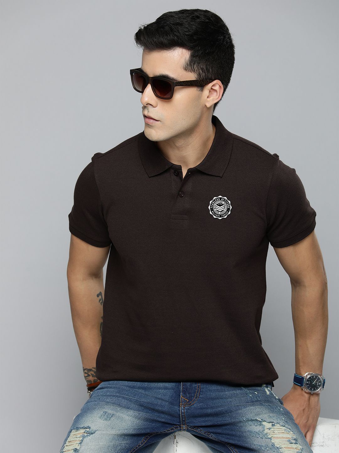 R.Code by The Roadster Lifestyle Co. Men Regular Fit Solid Polo Collar Cotton T-shirt, Coffee brown
R.Code by The Roadster Lifestyle Co. Men Regular Fit Solid Polo Collar Cotton T-shirt, Coffee brown