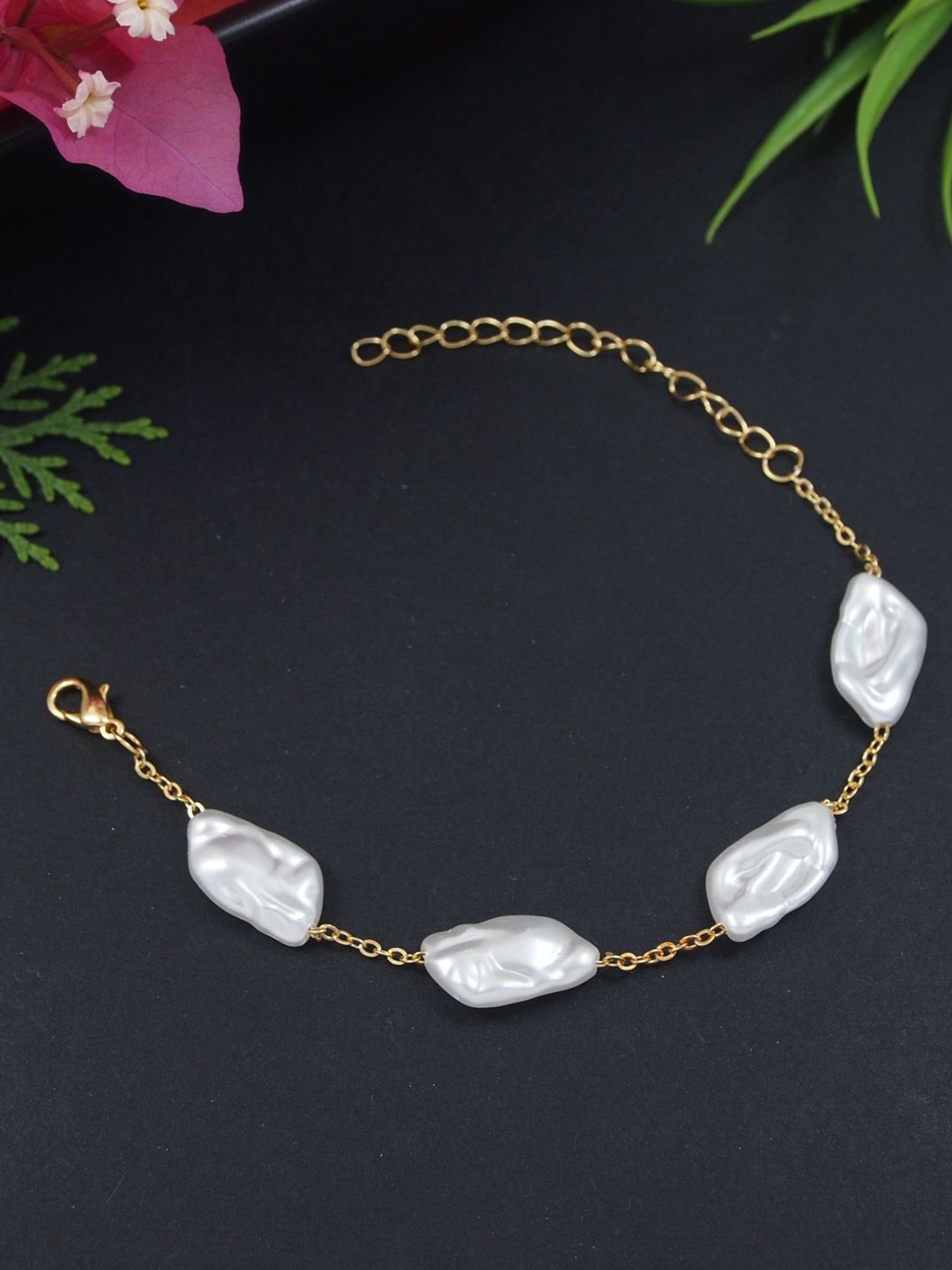 V FASHION JEWELLERY Gold-Plated Stainless Steel Artificial Beads Beaded Link Bracelet
V FASHION JEWELLERY Gold-Plated Stainless Steel Artificial Beads Beaded Link Bracelet