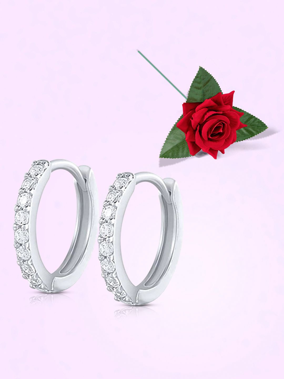 Peora Silver-Plated Cubic Zirconia Studded Circular Shaped Hoop Earrings With Red Rose
Peora Silver-Plated Cubic Zirconia Studded Circular Shaped Hoop Earrings With Red Rose