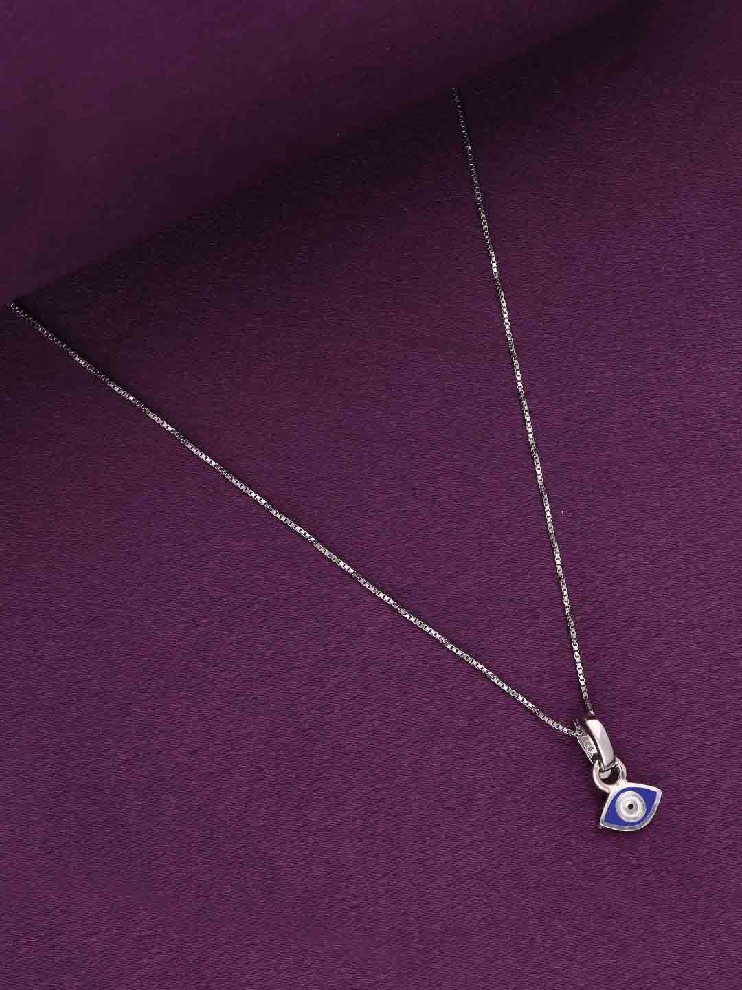 KAI JEWEL Sterling Silver Rhodium-Plated Cubic Zirconia Studded Evil Eye Pendant & Chain
KAI JEWEL Sterling Silver Rhodium-Plated Cubic Zirconia Studded Evil Eye Pendant & Chain