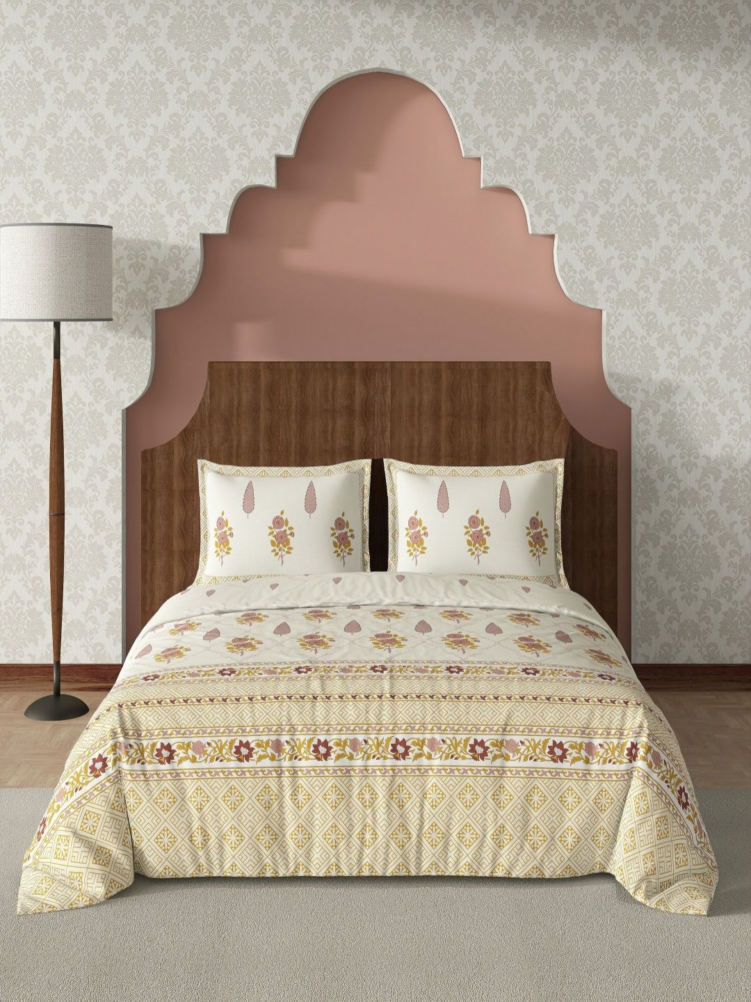 CHICERY Beige & Brown Floral Printed Pure Cotton 210 TC King Bedsheet Set 2.74m x 2.74m
CHICERY Beige & Brown Floral Printed Pure Cotton 210 TC King Bedsheet Set 2.74m x 2.74m