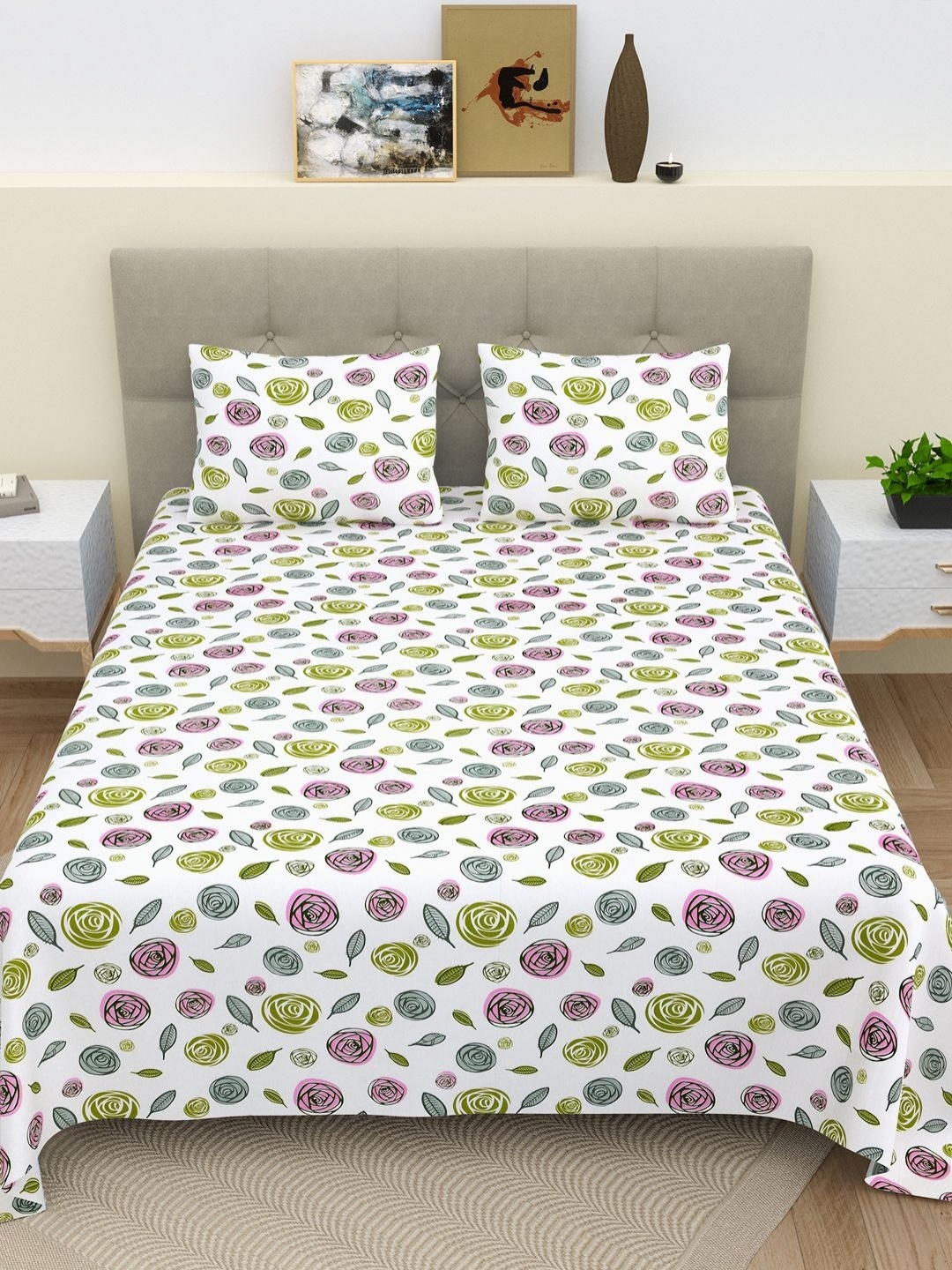 Myntra Elegant Homes Cream Printed Cotton 210 TC Queen Bedsheet Set 244 cm x 274 cm
Myntra Elegant Homes Cream Printed Cotton 210 TC Queen Bedsheet Set 244 cm x 274 cm