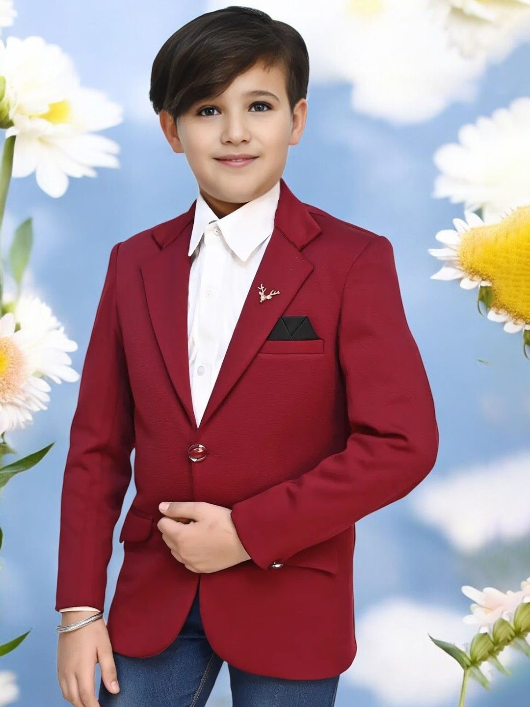 Qitty Boys Notched Lapel Single Breasted Party Blazer With Shirt & Bow Tie, Maroon
Qitty Boys Notched Lapel Single Breasted Party Blazer With Shirt & Bow Tie, Maroon