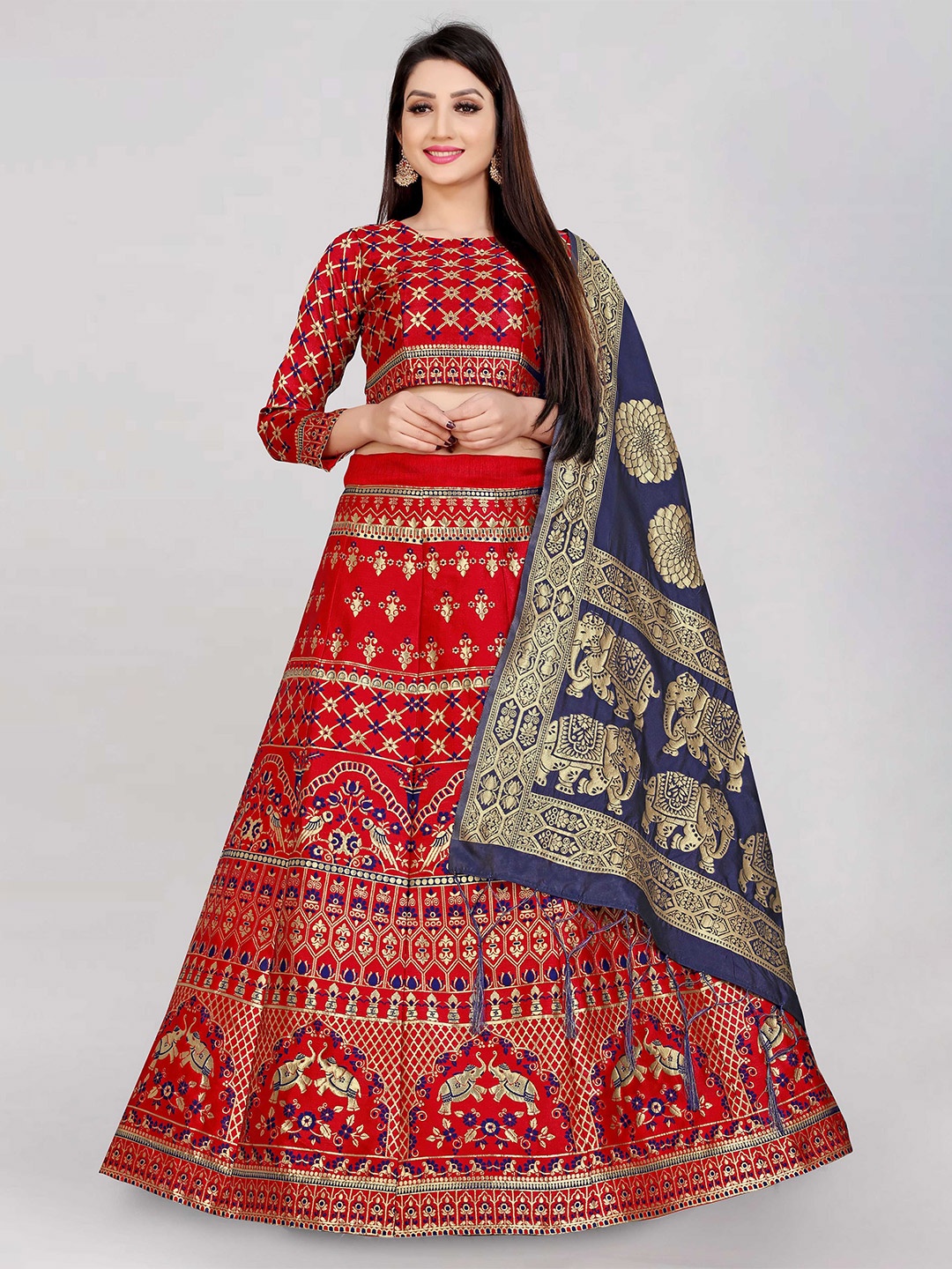 DIVASTRI Woven Design Zari Semi-Stitched Lehenga & Unstitched Blouse With Dupatta, Red
DIVASTRI Woven Design Zari Semi-Stitched Lehenga & Unstitched Blouse With Dupatta, Red
