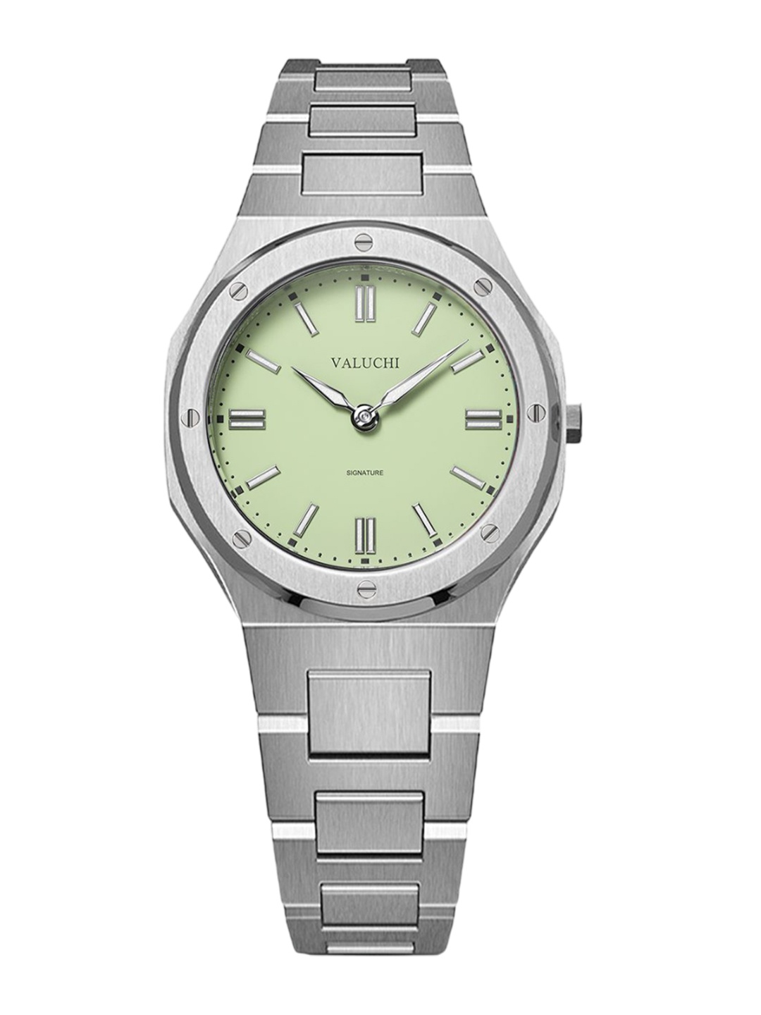 Valuchi Women Dial & Stainless Steel Bracelet Style Straps Analogue Watch, Green
Valuchi Women Dial & Stainless Steel Bracelet Style Straps Analogue Watch, Green