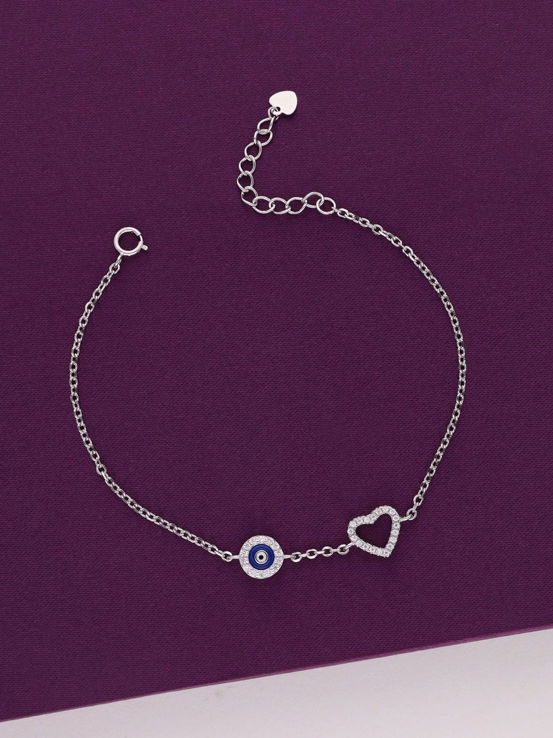 KAI JEWEL Stainless Steel Rhodium-Plated Cubic Zirconia Studded Evil Eye Link Bracelet, Silver
KAI JEWEL Stainless Steel Rhodium-Plated Cubic Zirconia Studded Evil Eye Link Bracelet, Silver