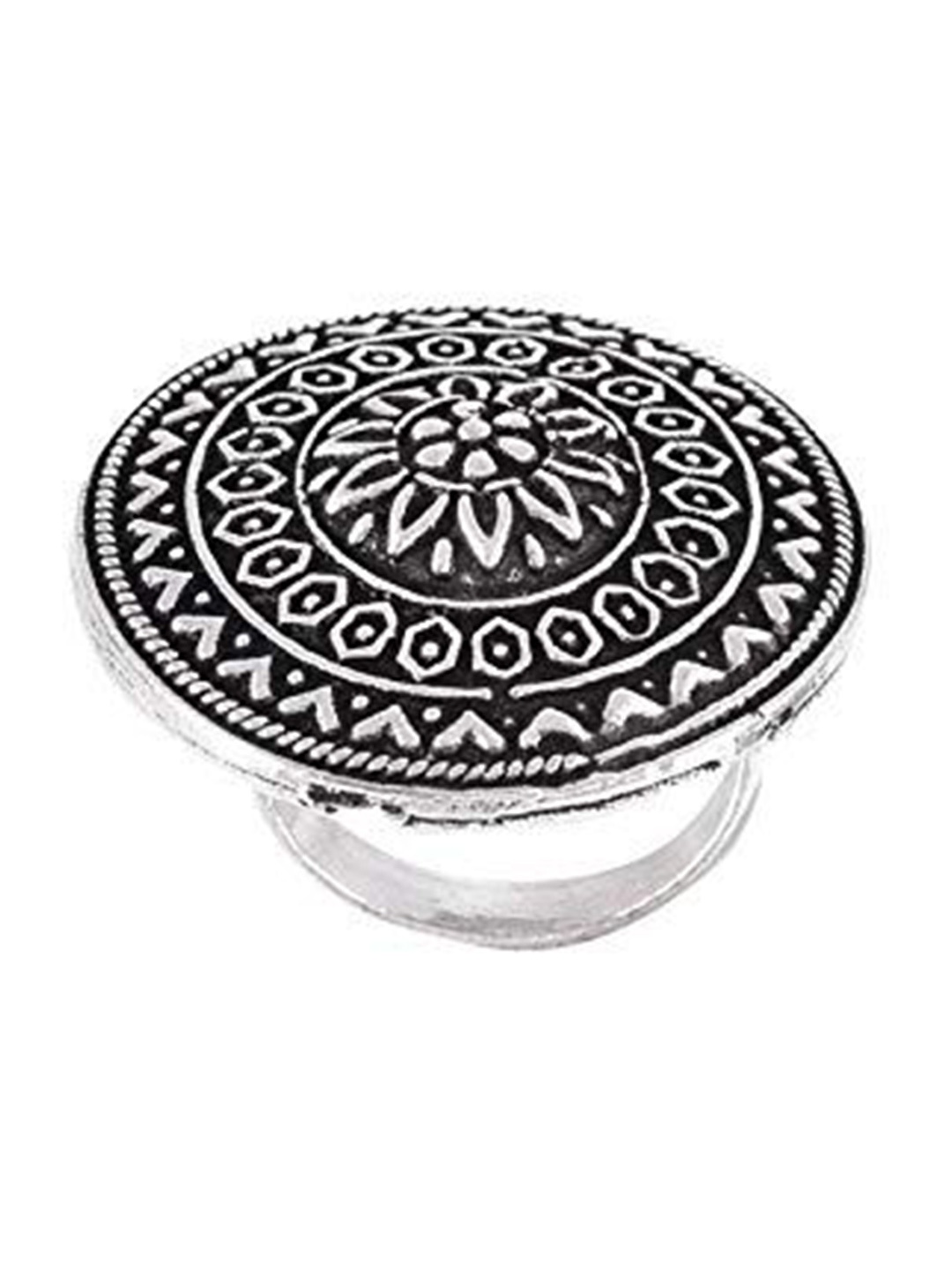 Kezlin Silver Plated Intricate Design Circular Shaped Adjustable Oxidised Finger Ring
Kezlin Silver Plated Intricate Design Circular Shaped Adjustable Oxidised Finger Ring