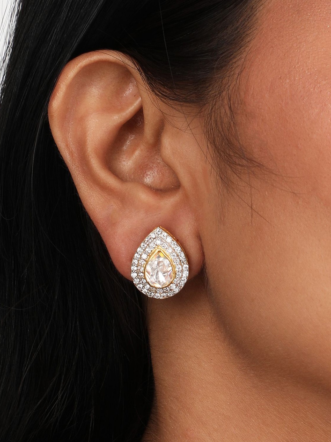 Sica Jewellery Sterling Silver Rhodium-Plated Moissanite Polki Mini Pear Studs, White
Sica Jewellery Sterling Silver Rhodium-Plated Moissanite Polki Mini Pear Studs, White