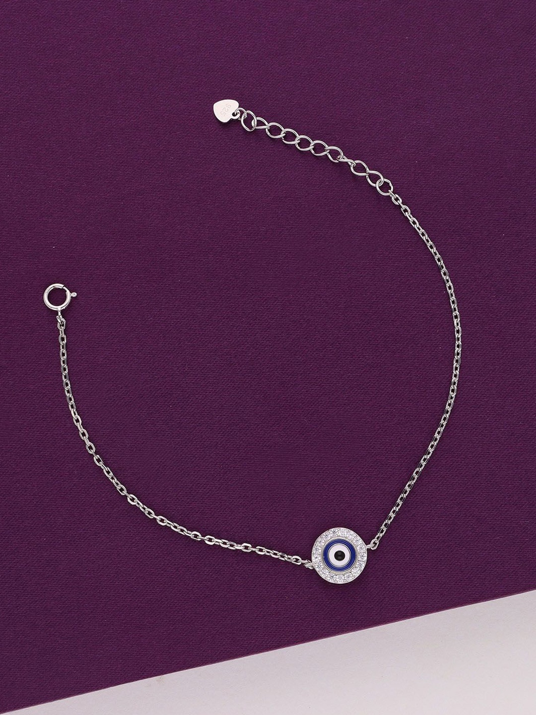 KAI JEWEL Rhodium-Plated Stainless Steel Cubic Zirconia Studded Evil Eye Link Bracelet, Silver
KAI JEWEL Rhodium-Plated Stainless Steel Cubic Zirconia Studded Evil Eye Link Bracelet, Silver