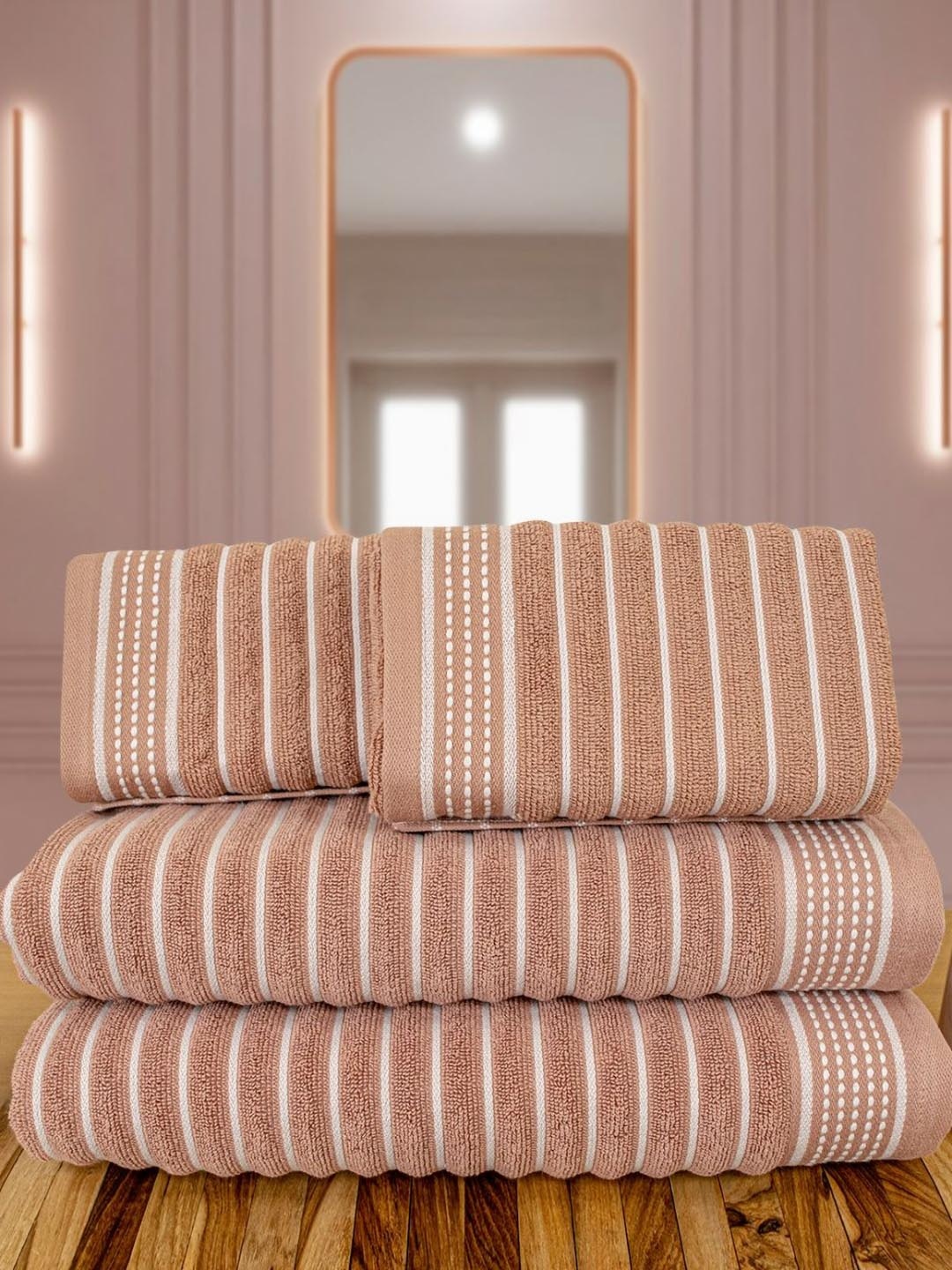 Myntra Elegant Homes Regatta Peach-Coloured 4 Pieces Striped Pure Cotton 530 GSM Towel Set
Myntra Elegant Homes Regatta Peach-Coloured 4 Pieces Striped Pure Cotton 530 GSM Towel Set