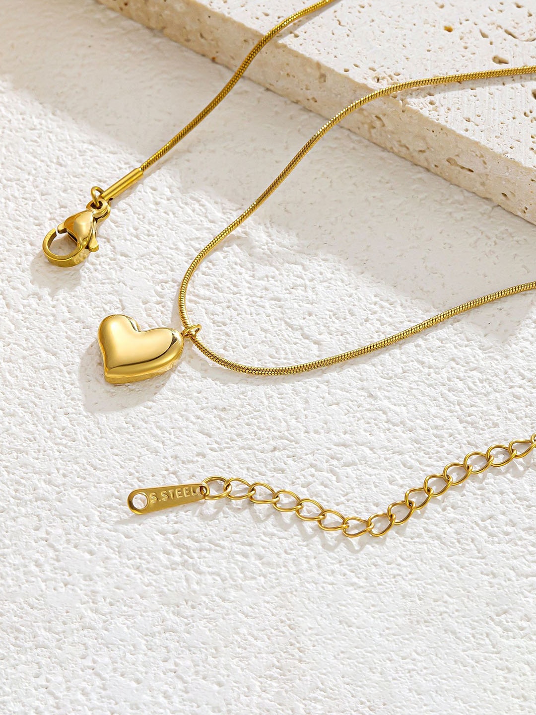 DIVASTRI Gold-Plated Stainless Steel Heart Shaped Anti Tarnish Pendants With Chains
DIVASTRI Gold-Plated Stainless Steel Heart Shaped Anti Tarnish Pendants With Chains