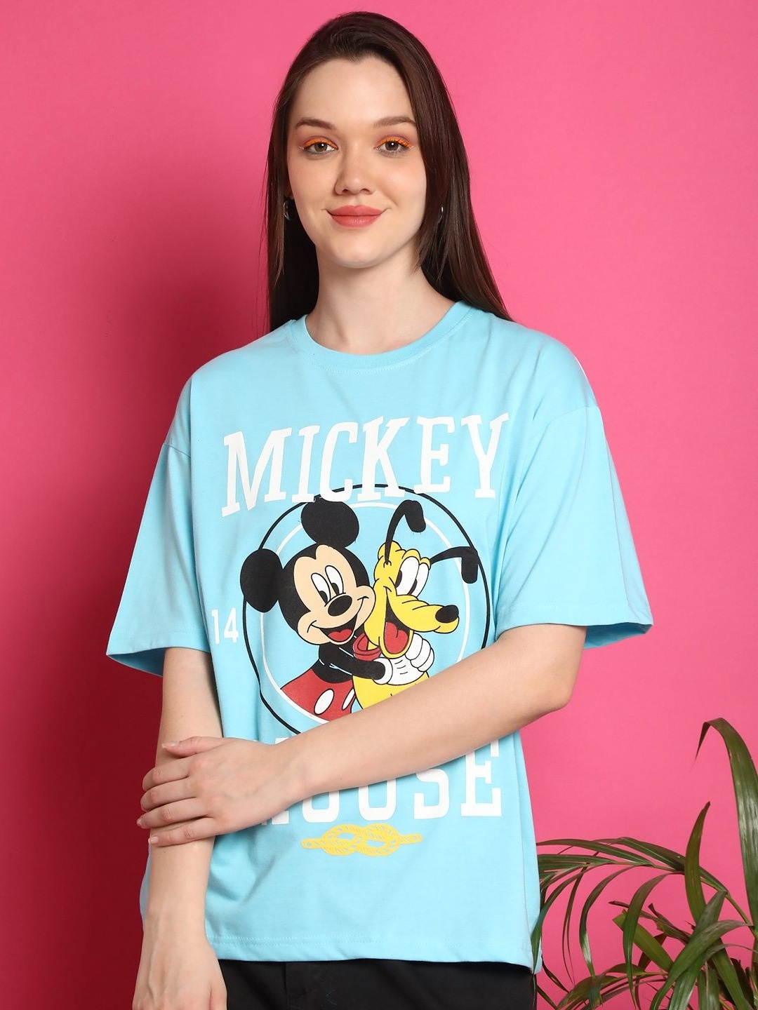 Dreambe Women Mickey & Friends Graphic Printed Round Neck Cotton Oversized T-shirt, Blue
Dreambe Women Mickey & Friends Graphic Printed Round Neck Cotton Oversized T-shirt, Blue