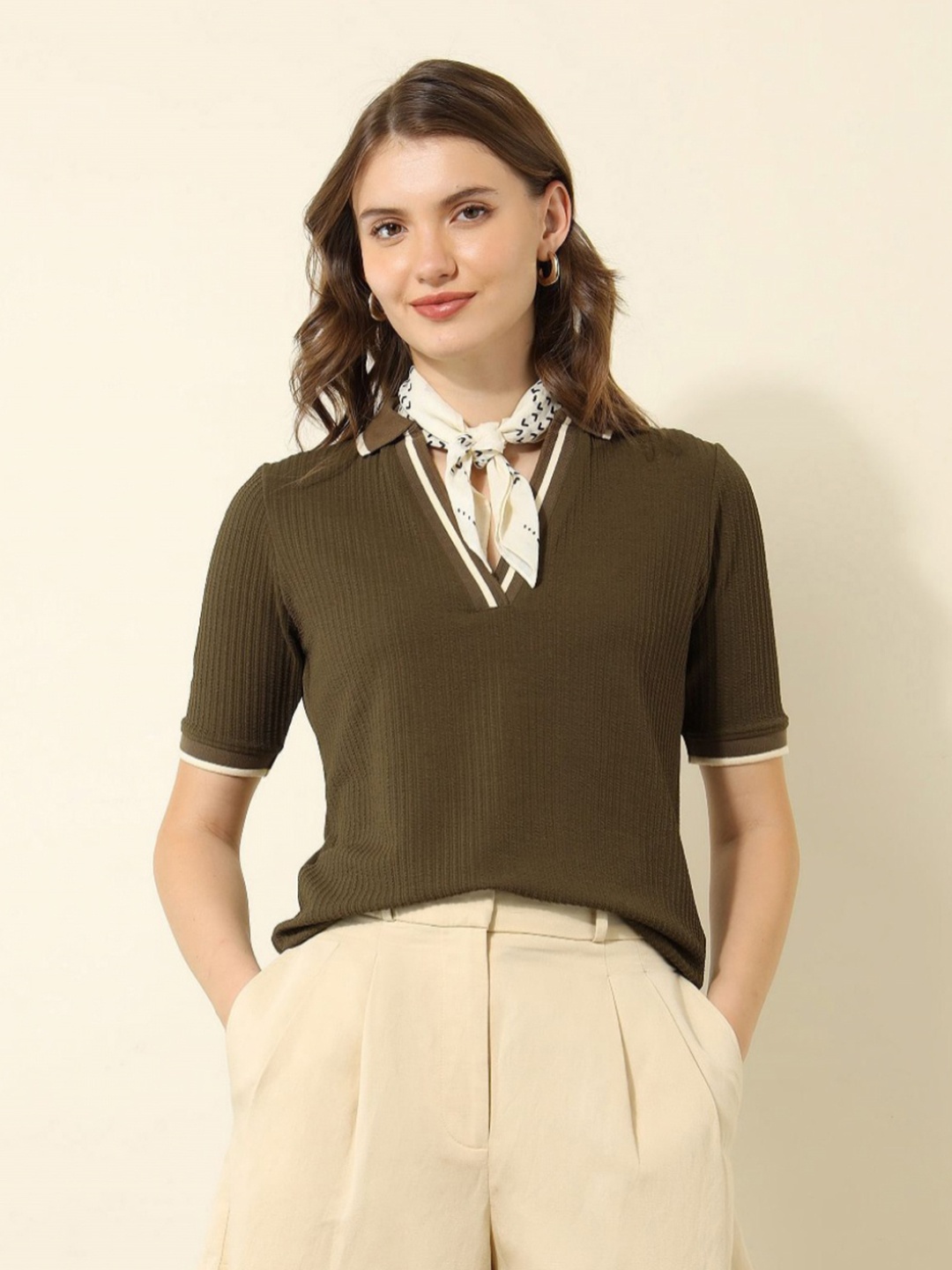 U.S. Polo Assn. Women Regular Fit Self Design Polo Collar T-shirt, Olive
U.S. Polo Assn. Women Regular Fit Self Design Polo Collar T-shirt, Olive